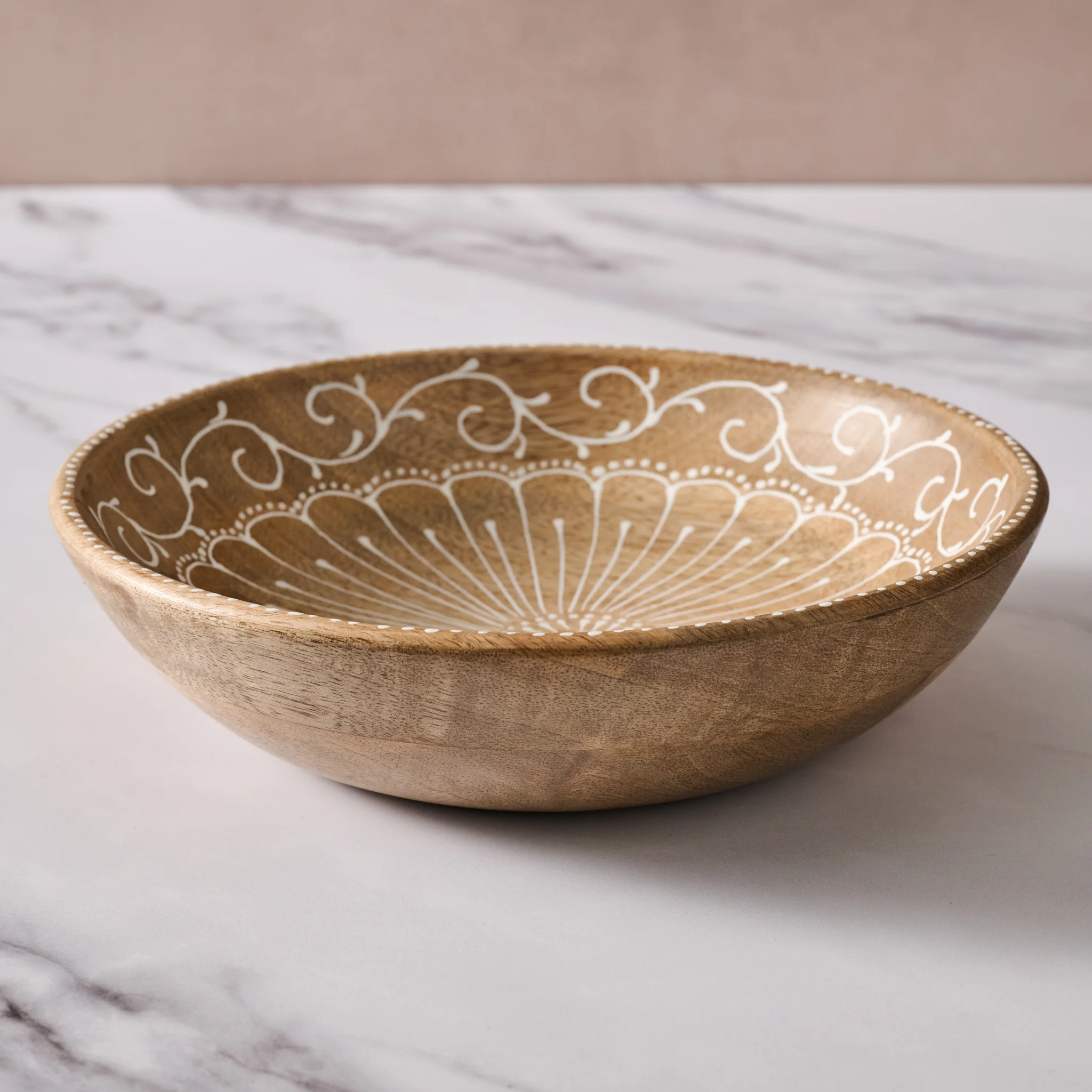 Aiza Handpainted Mango Wood Bowl - Image 3