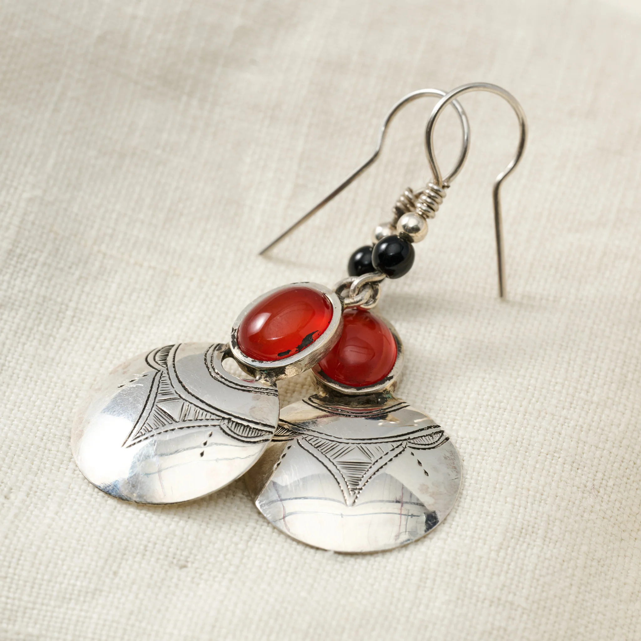 Amellal Tuareg Silver Drop Earrings - Image 3