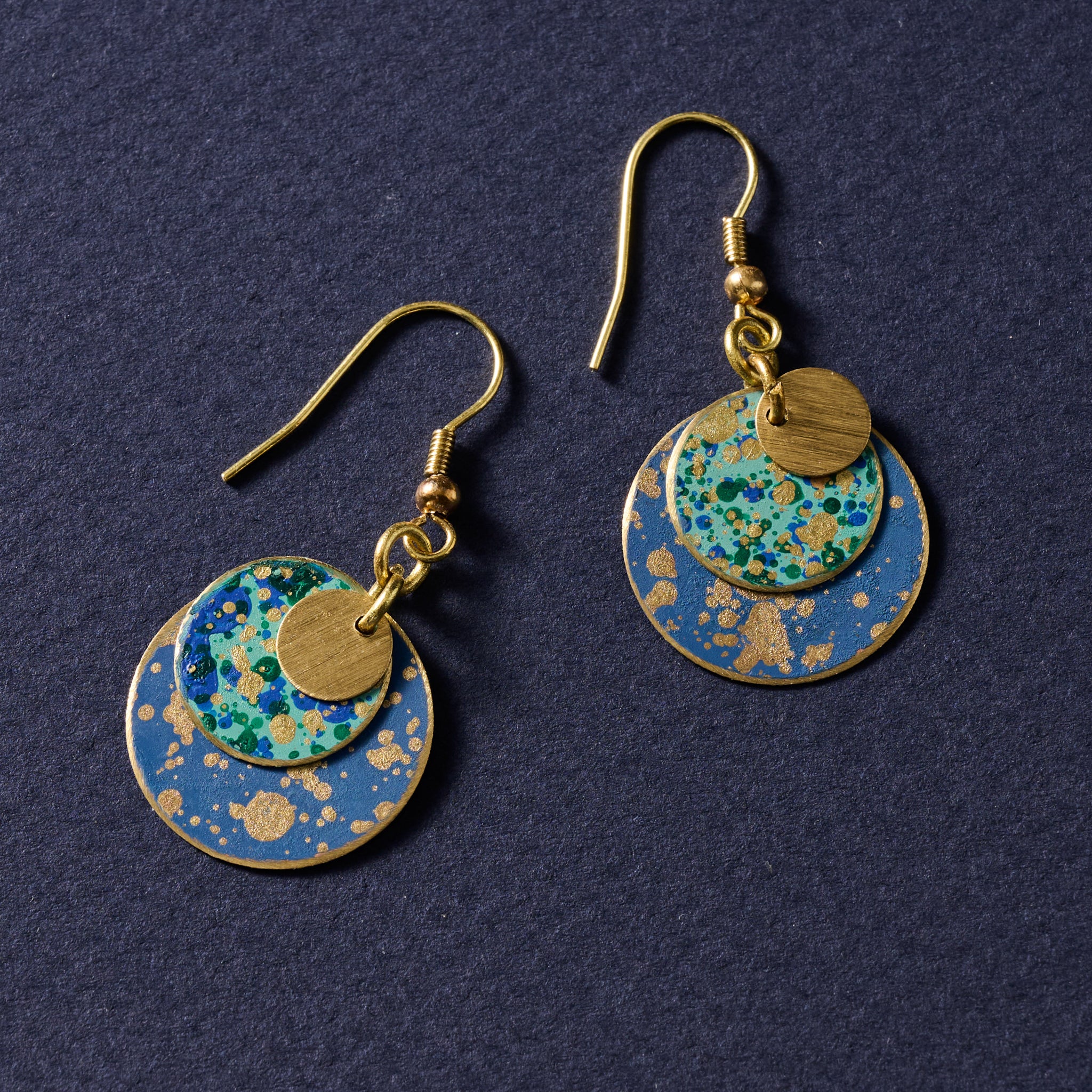 Asha Patina Disc Drop Earrings - Image 2
