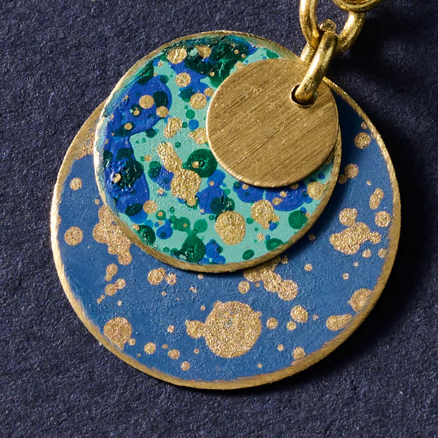 Asha Patina Disc Drop Earrings - Image 3