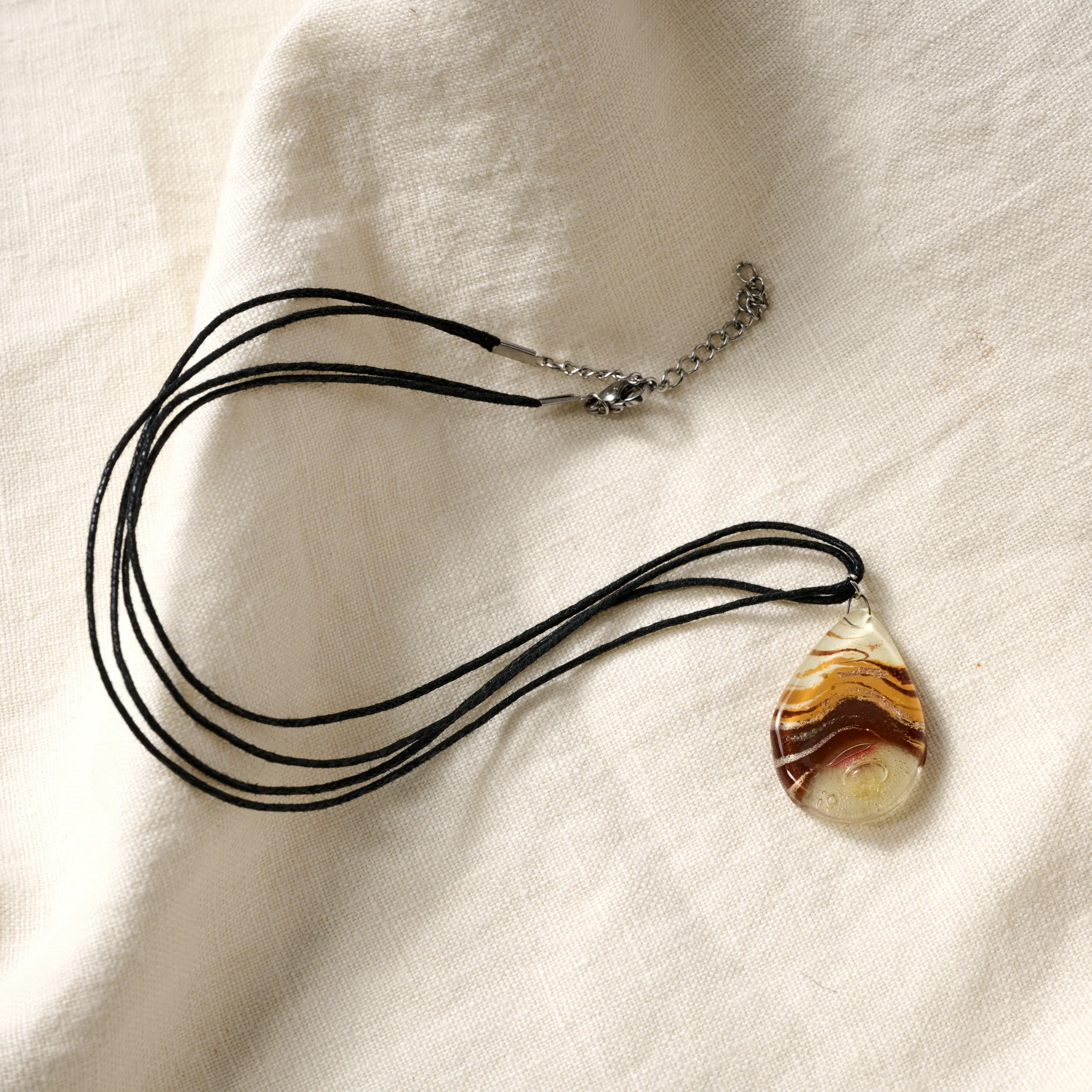 Aylen Fused Glass Teardrop Pendant Necklace - Image 2