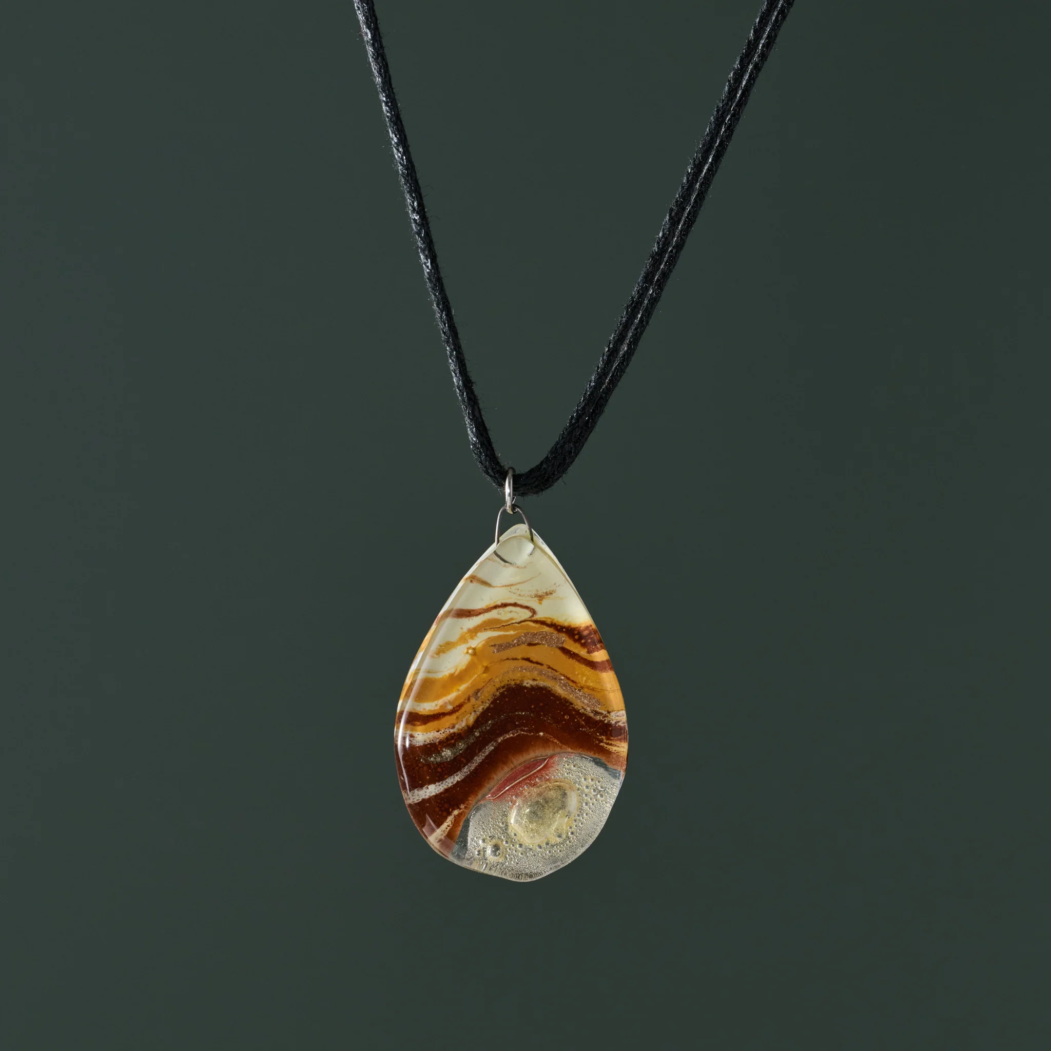 Aylen Fused Glass Teardrop Pendant Necklace - Image 4