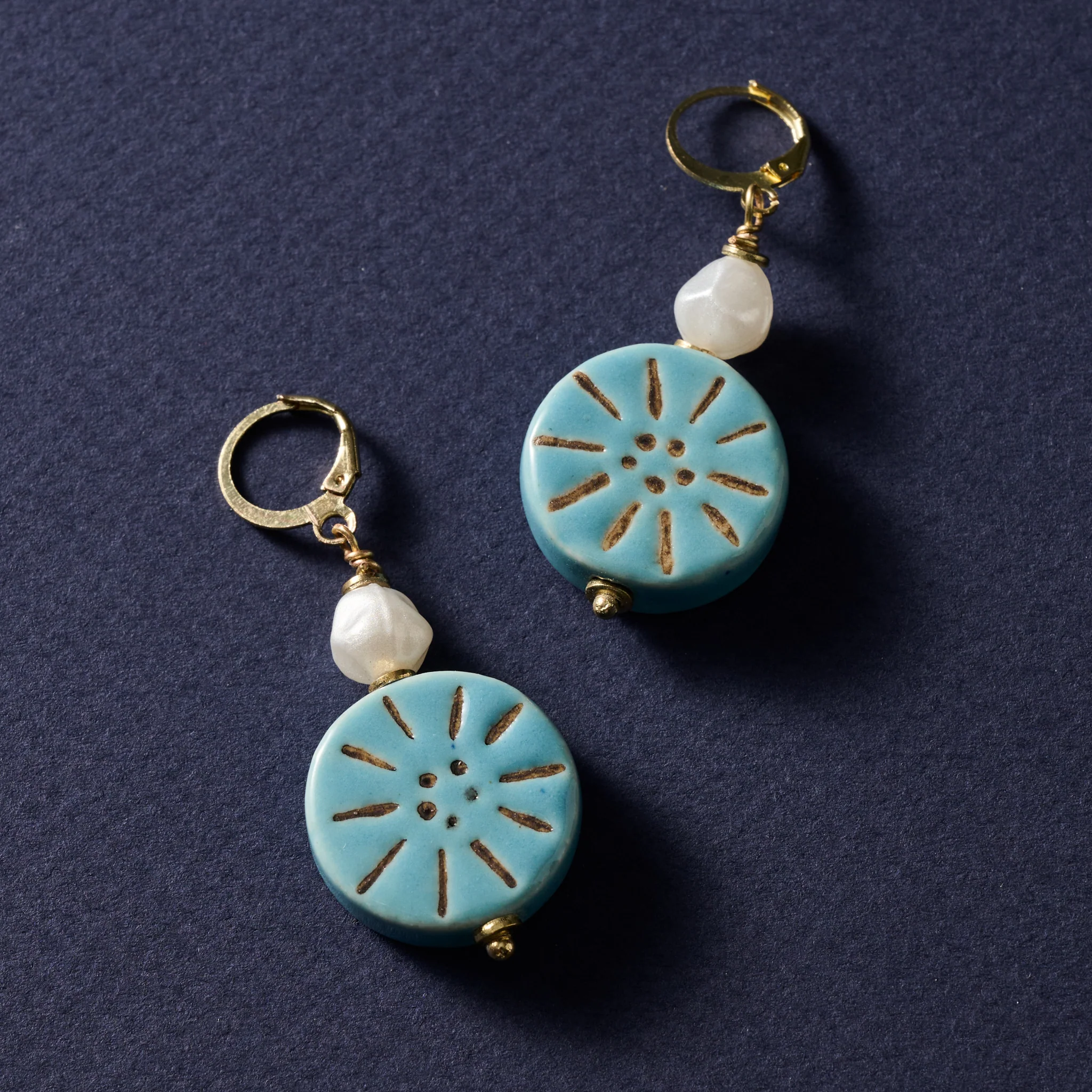 Bola Ceramic + Glass Bead Drop Earrings - Image 3