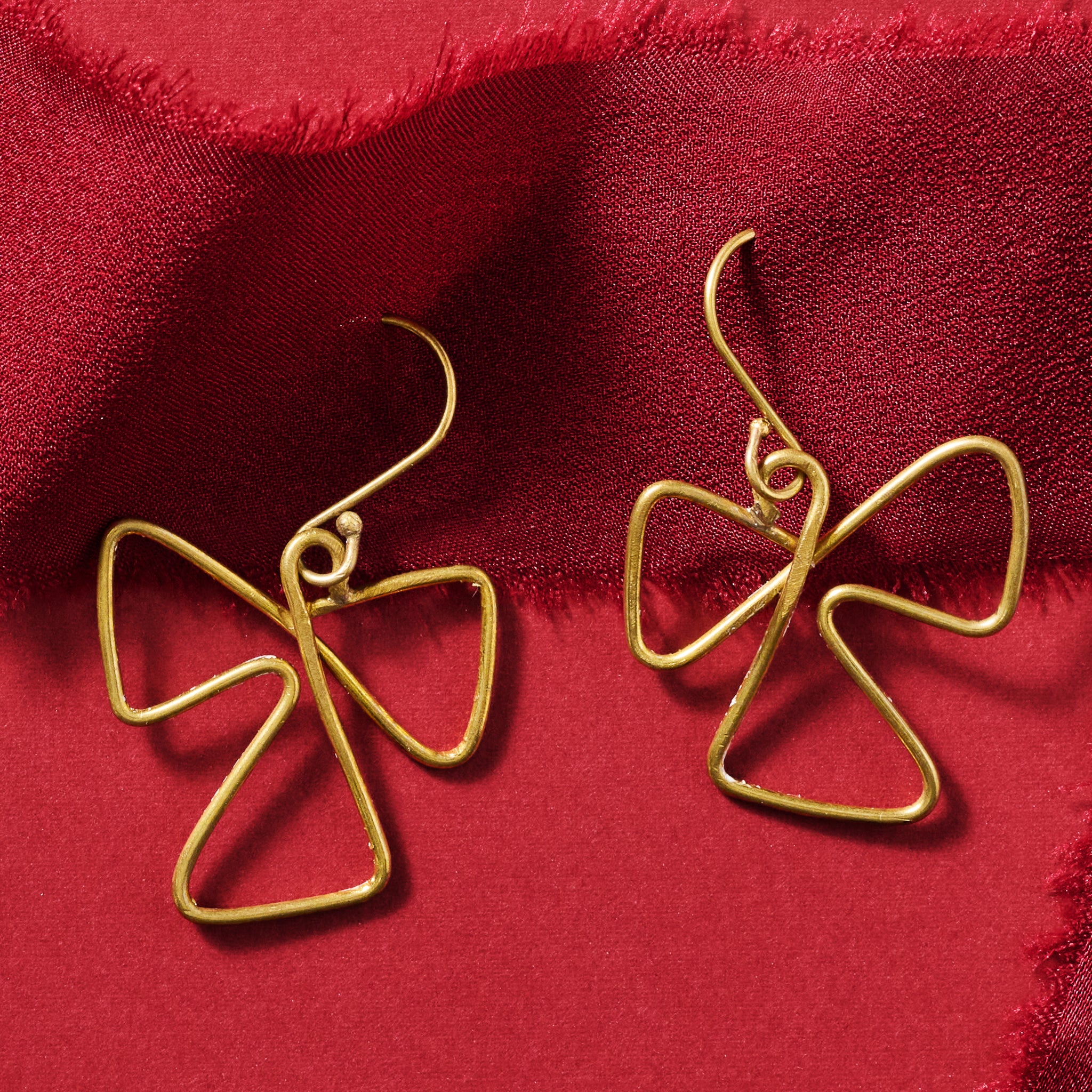 Brass Abstract Drop Earrings - Image 3