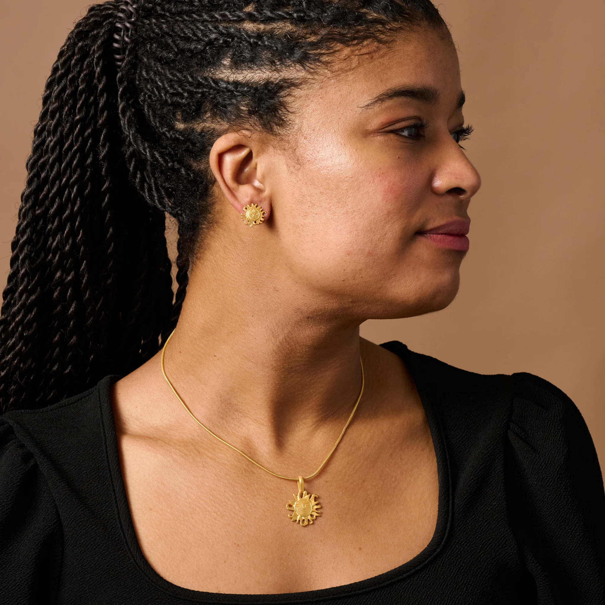 Calida Gold Plate Sun Pendant Necklace - Image 2