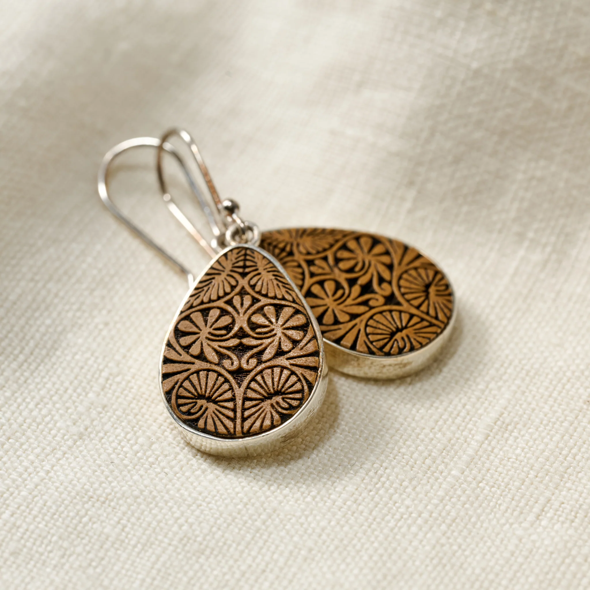 Carved Gourd Teardrop Earrings - Image 3