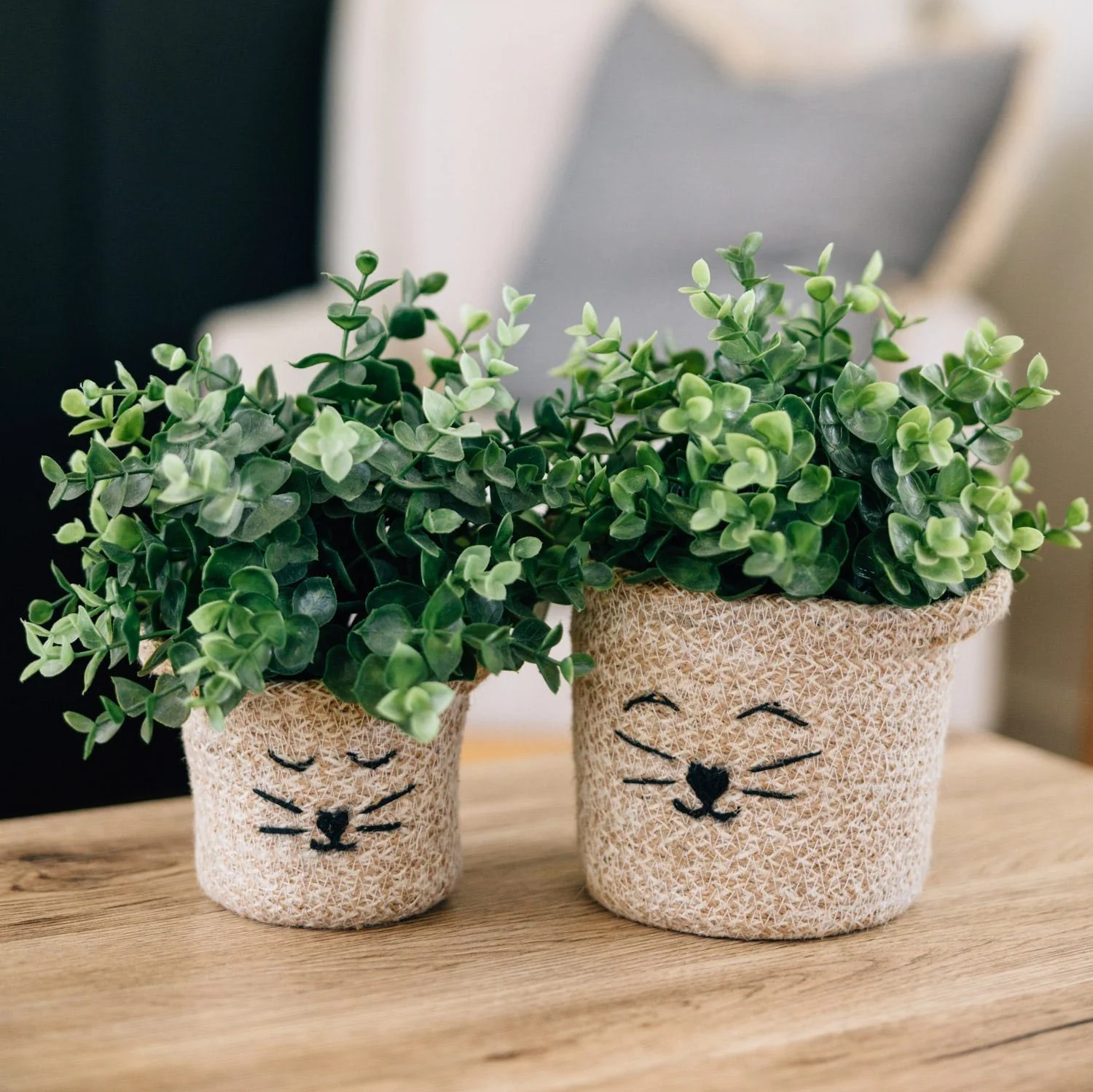 Cat Face Jute Basket - Image 4