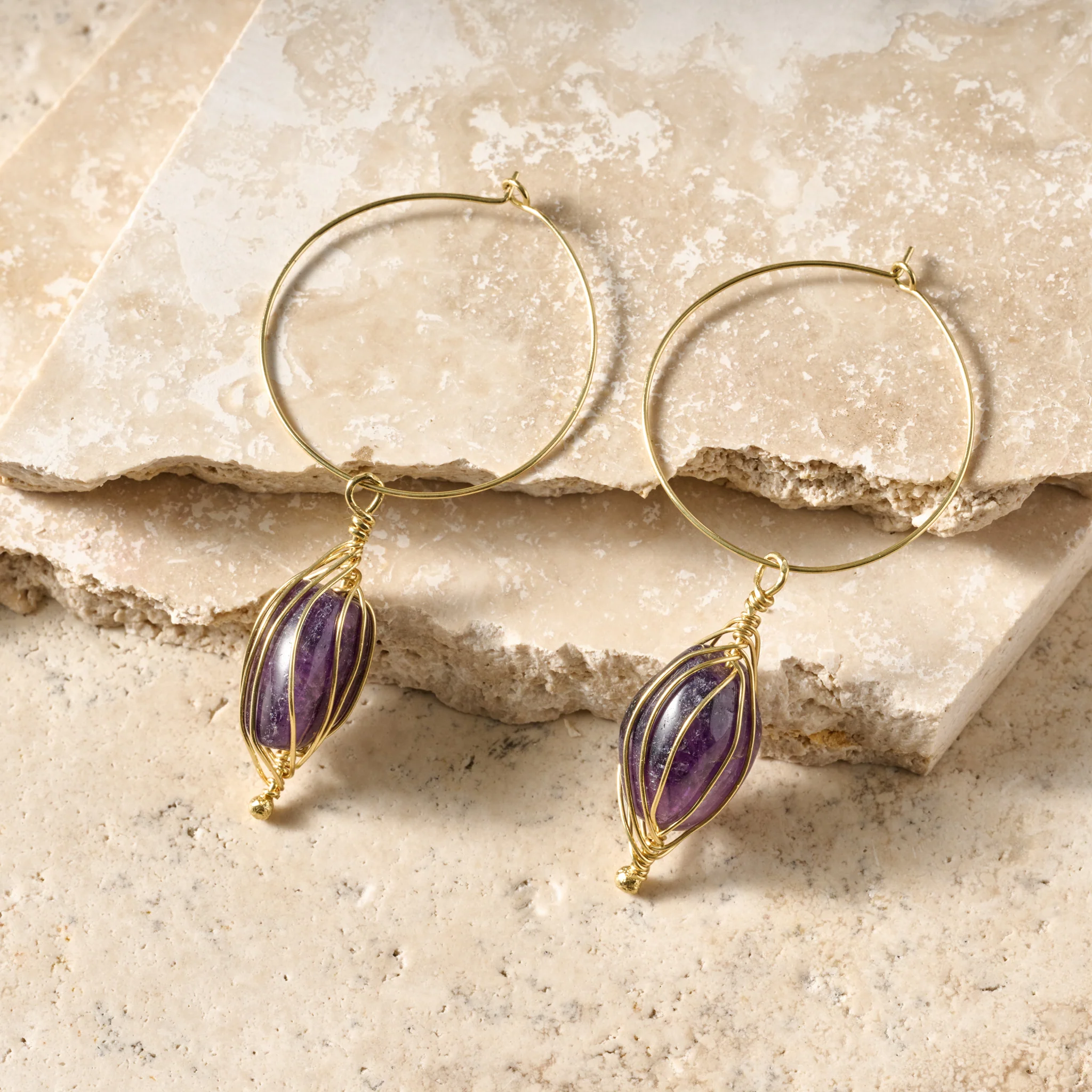 Clarity Amethyst Hoop Earrings - Image 4