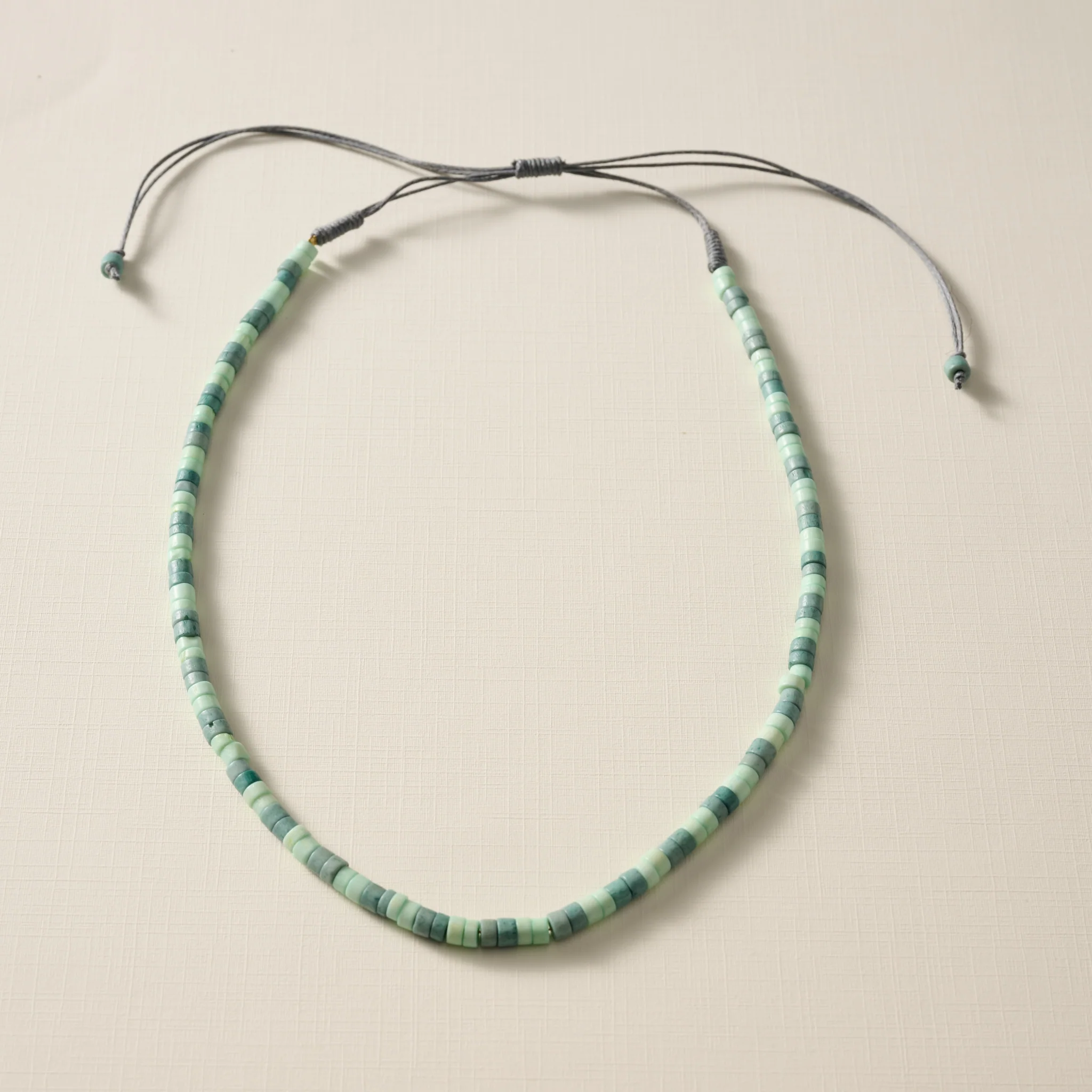 Dara Bone Bead Necklace - Light+Dark Green - Image 3
