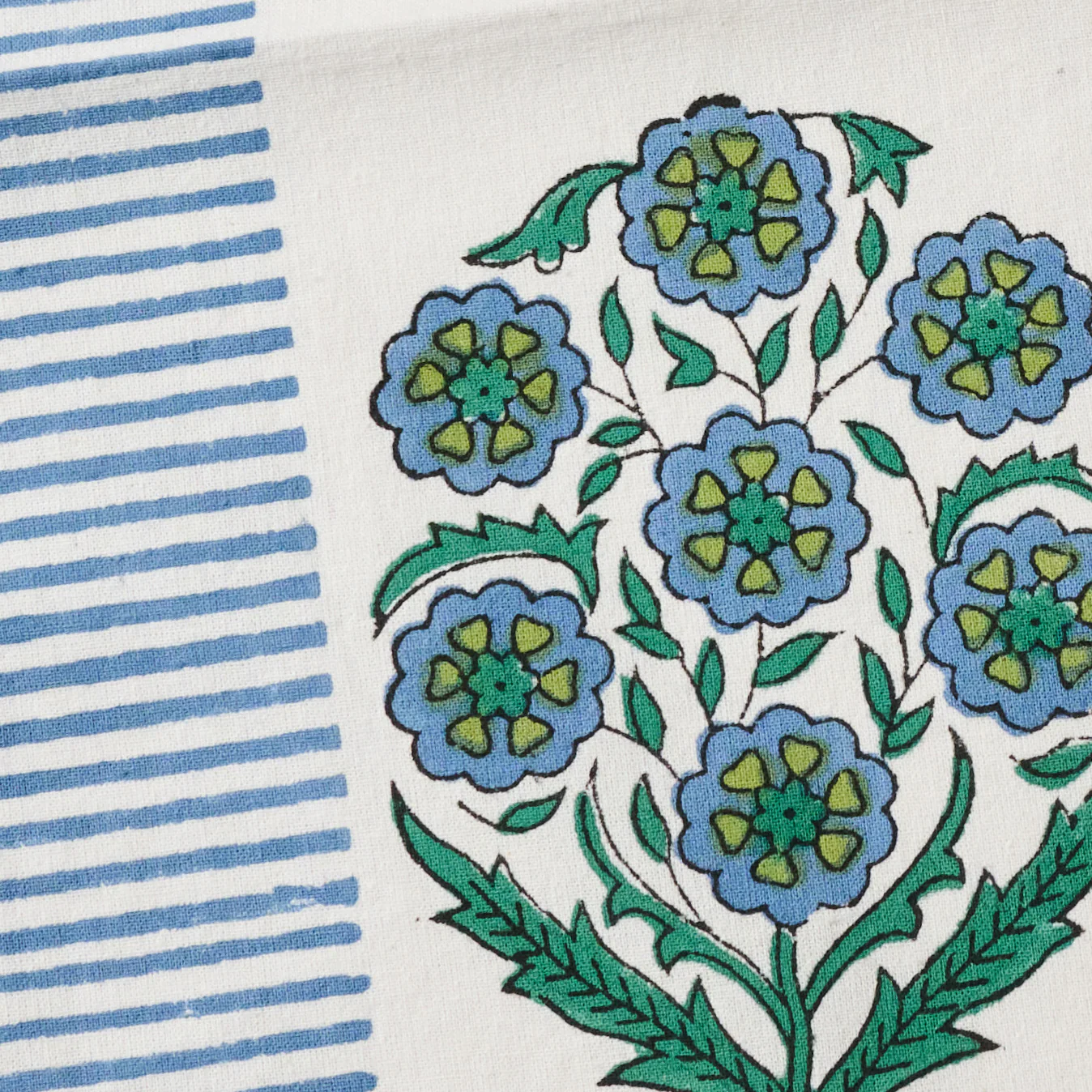 Devika Floral + Stripe Block Print Napkin - Image 3