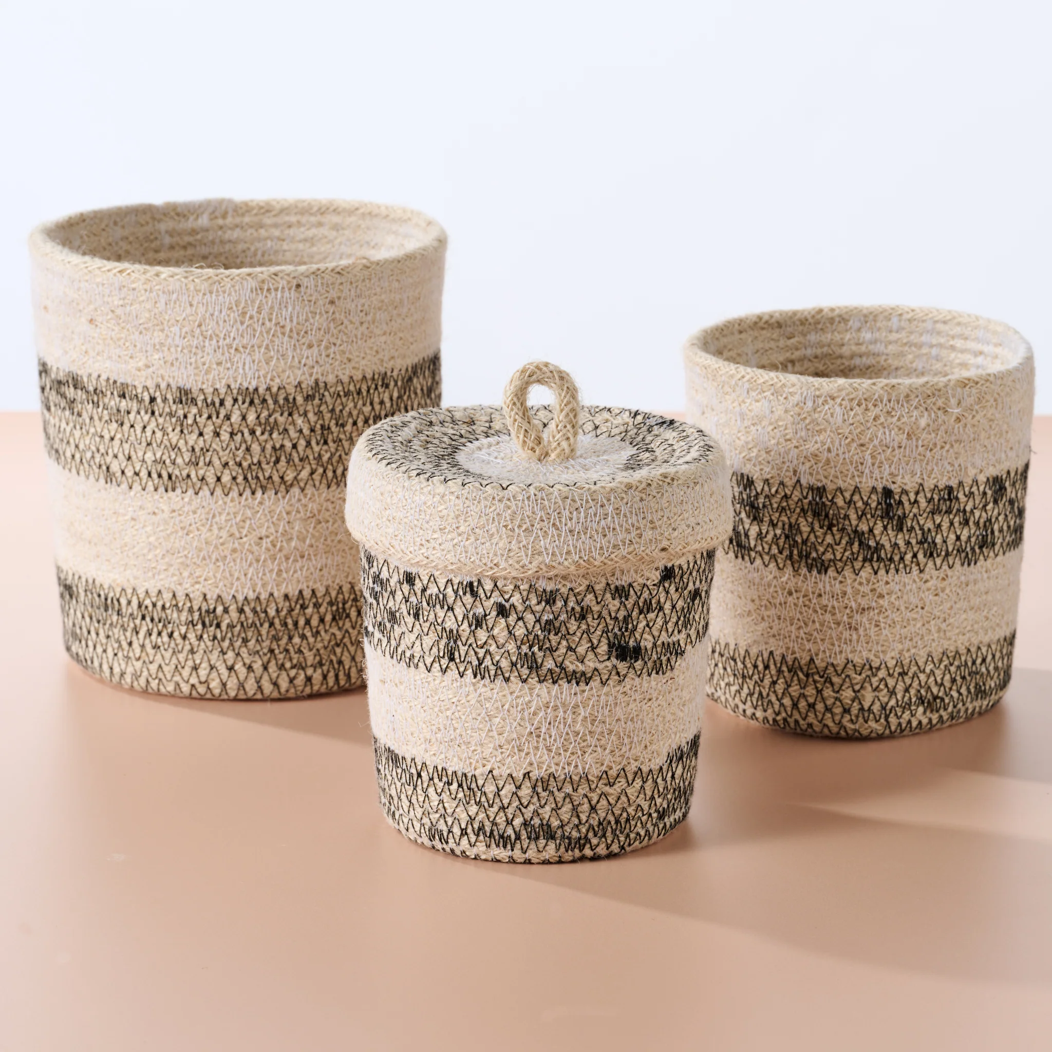 Dorakata Stitched Jute Basket - 5.5"H - Image 4