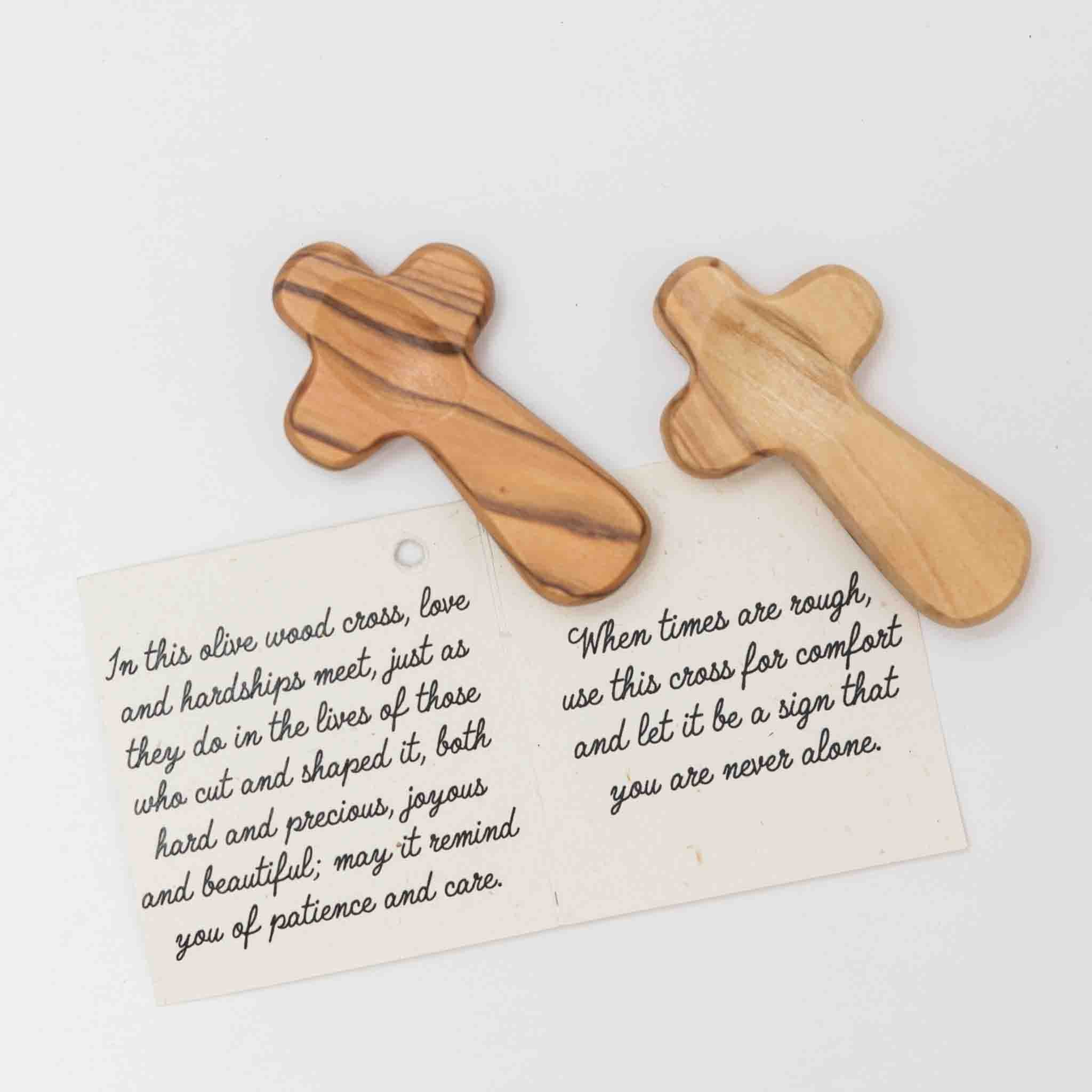 Duea Olive Wood Pocket Prayer Cross - Image 2