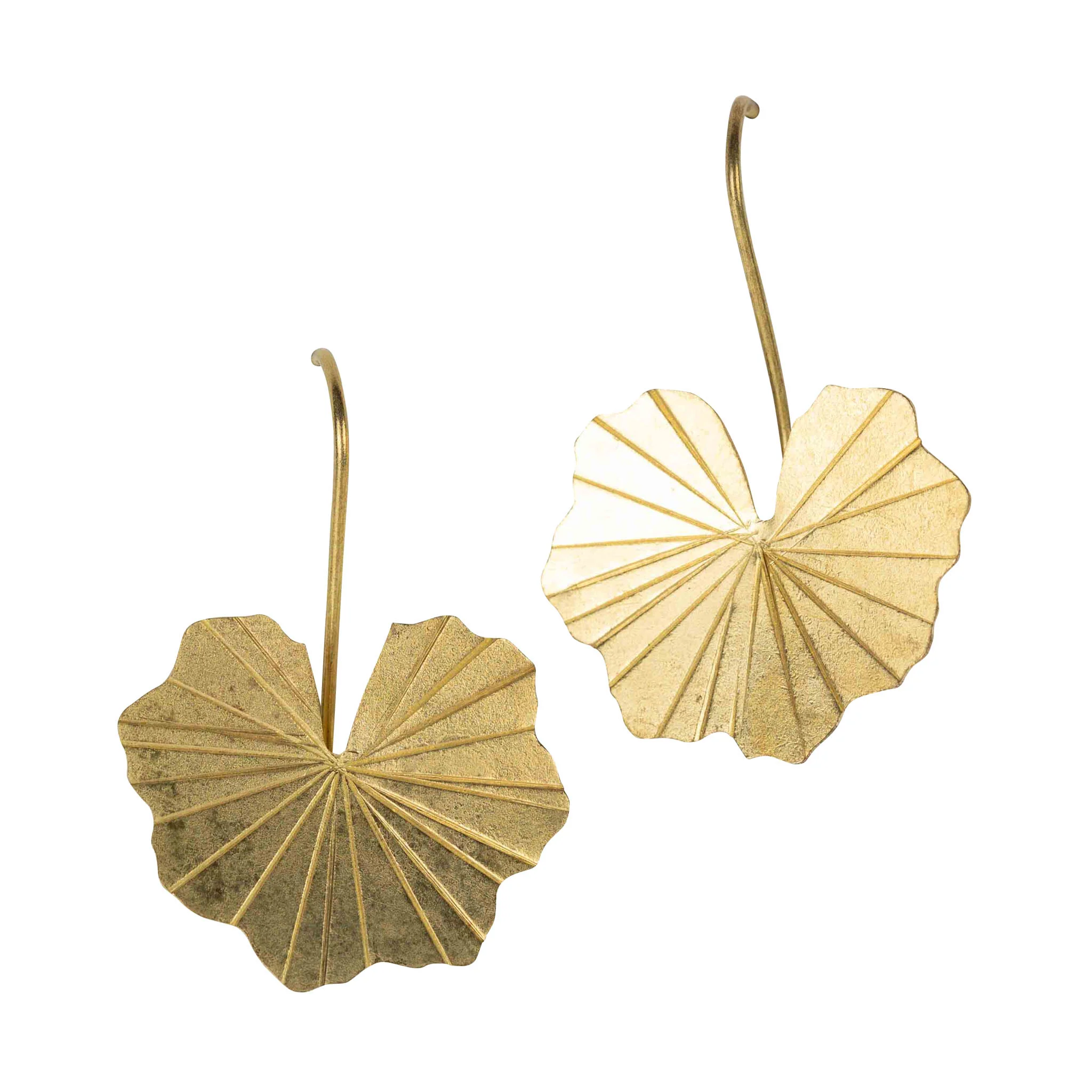 Lotus Leaf Drop Earrings in Brass - Image 5