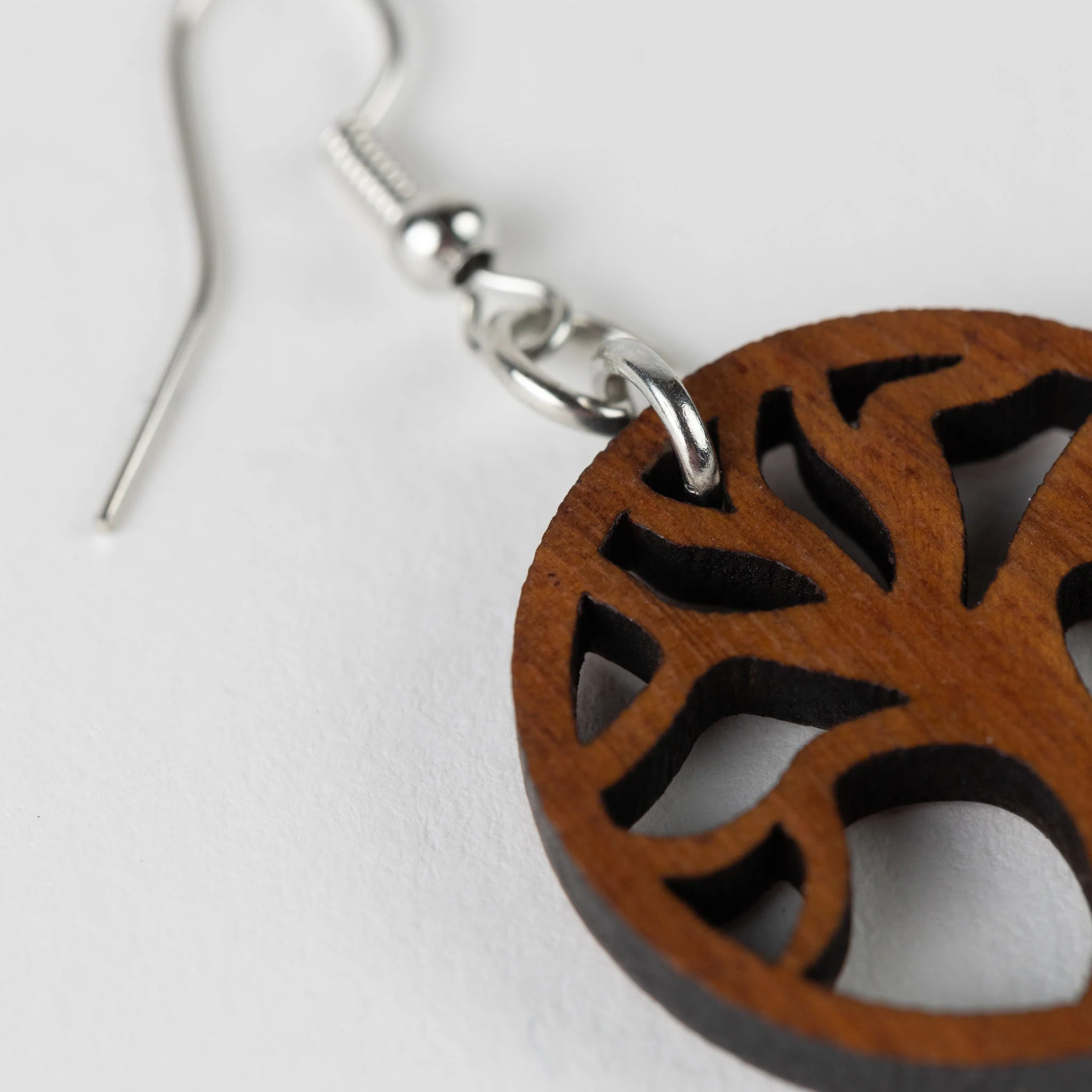 Tree of Life Dangle Wood Earrings - Image 3