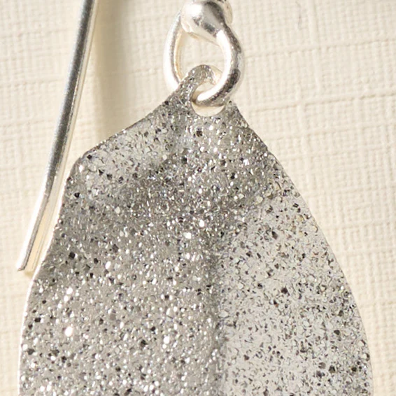 Esha Silver Sparkle Leaf Earrings - Image 4