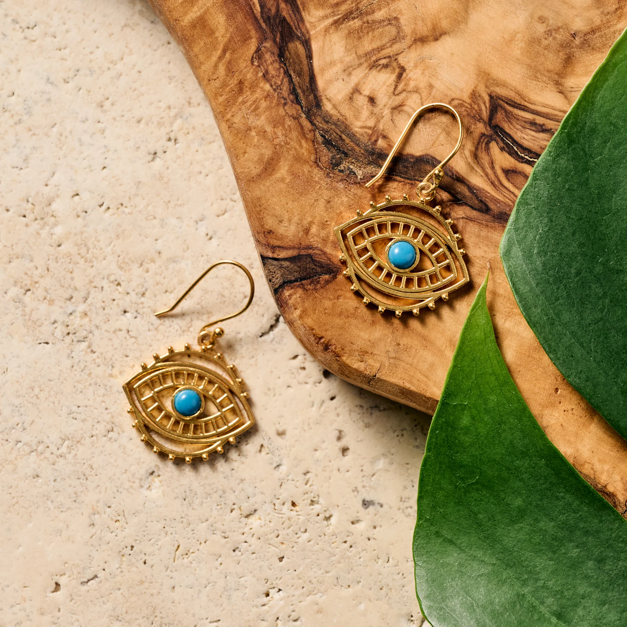Firoza Evil Eye Dangle Earrings - Image 3