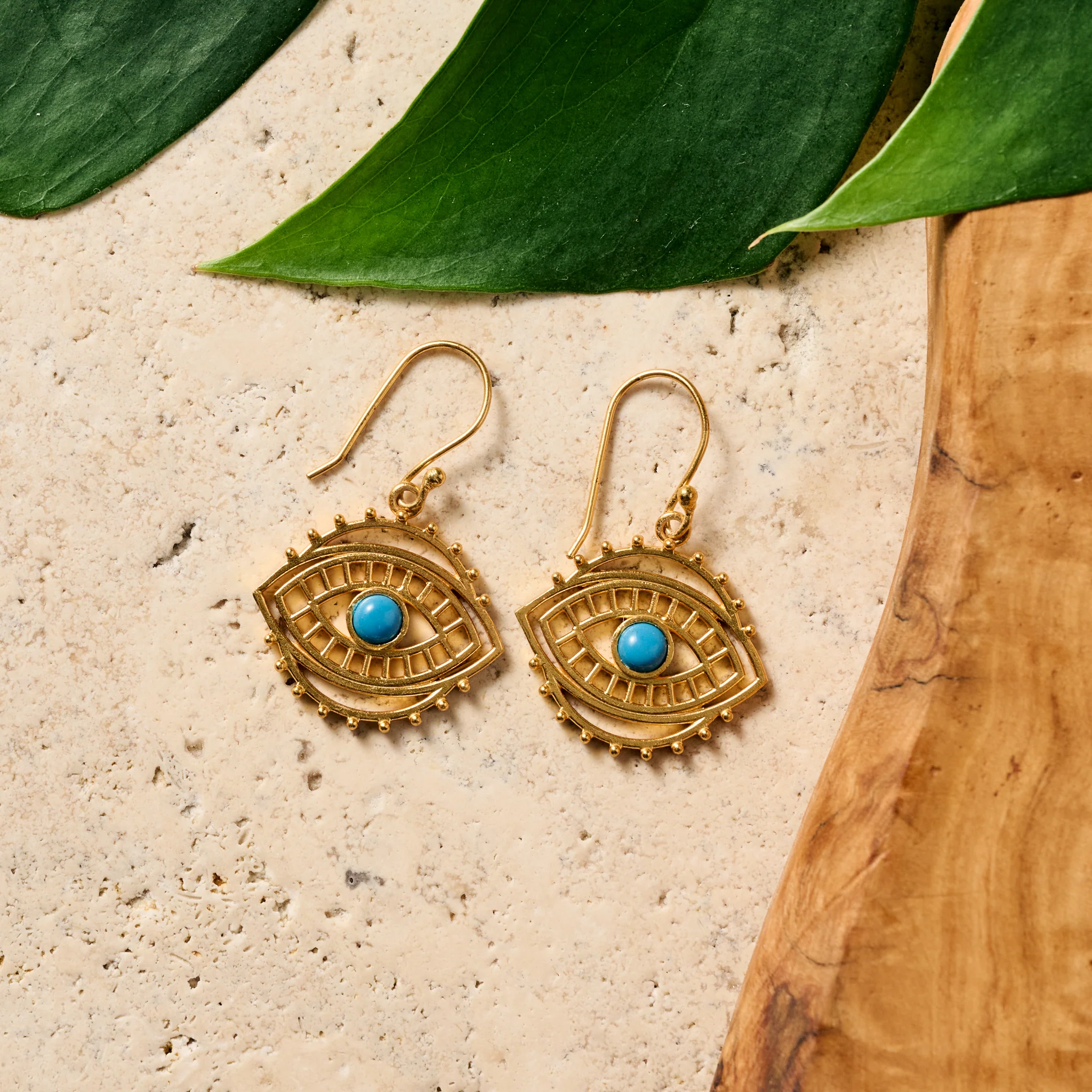 Firoza Evil Eye Dangle Earrings - Image 4