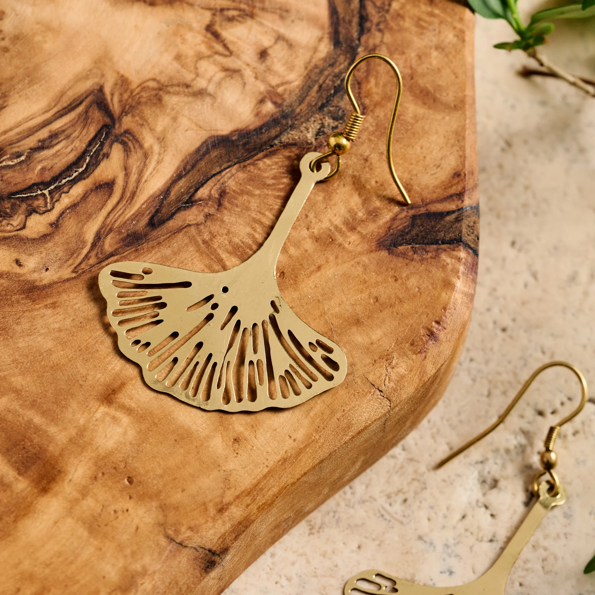 Ginkgo Leaf Dangle Earrings - Image 4