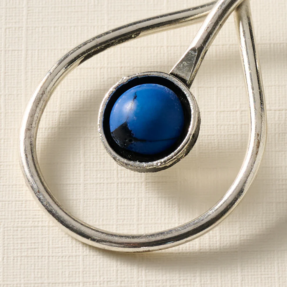 Kaksha Silver Cobalt Bead Drop Earrings - Image 3