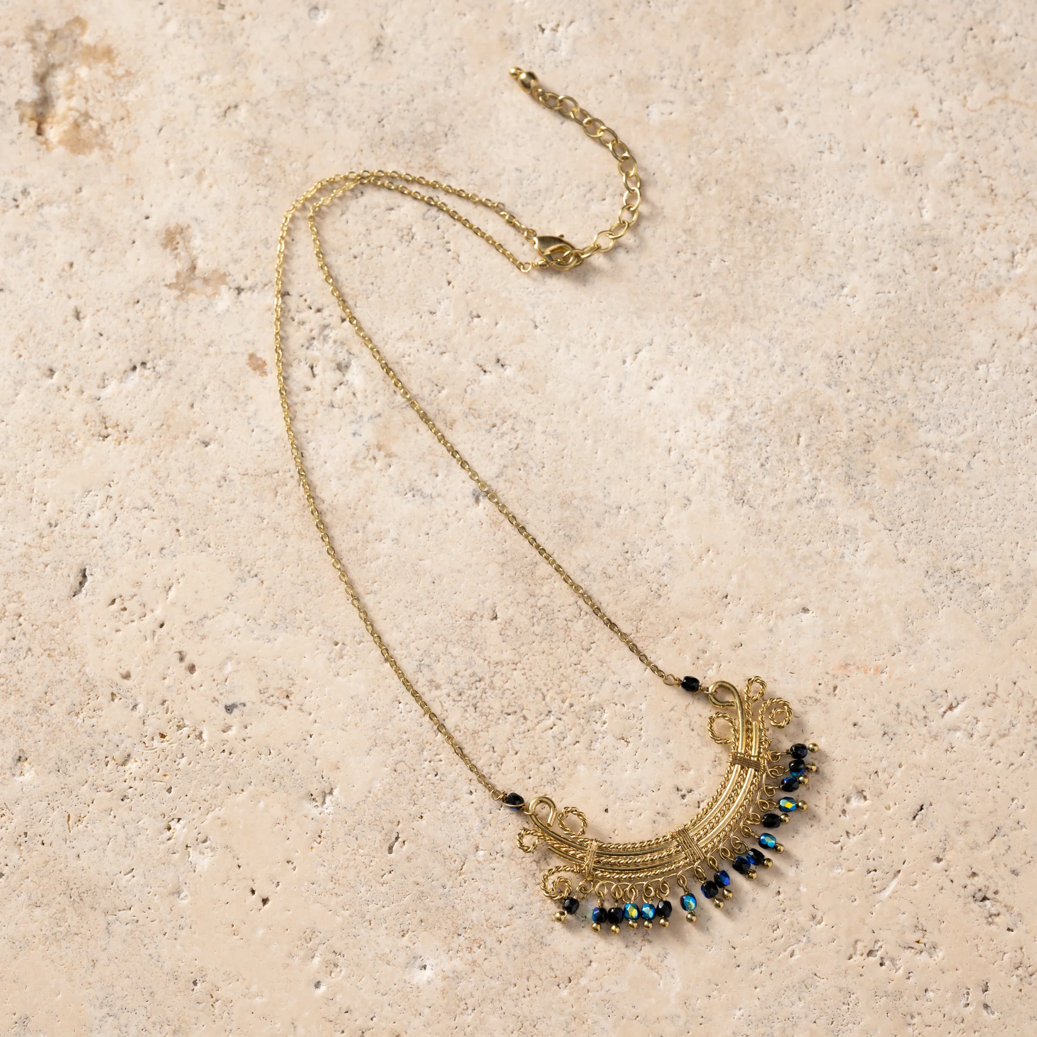 Kalpana Glass Bead Swirl Necklace - Image 2