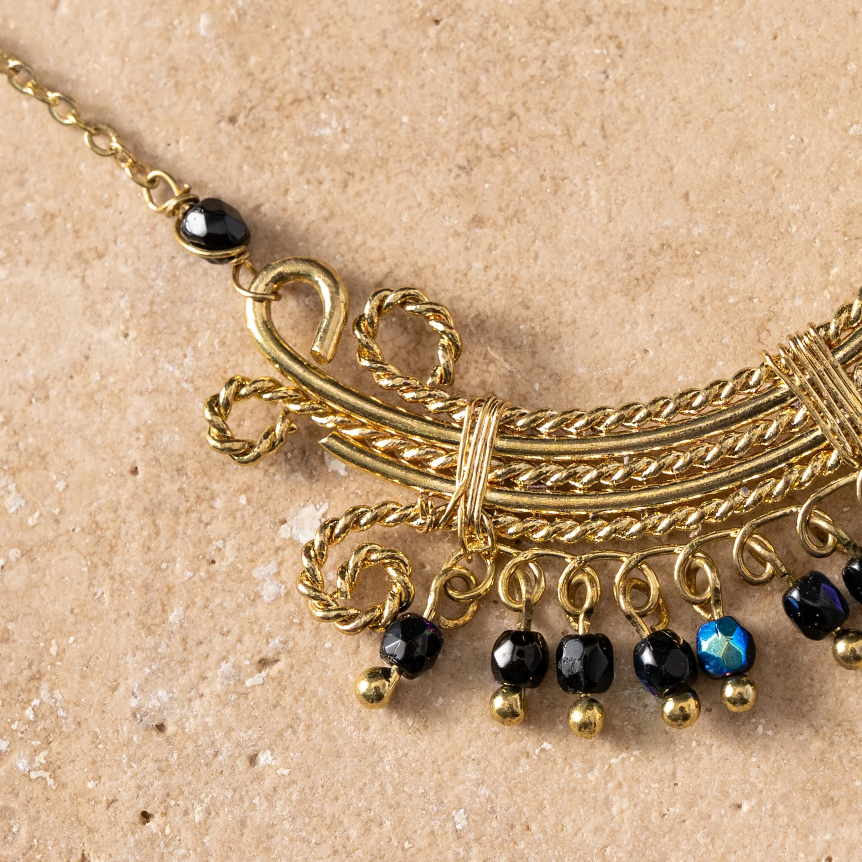 Kalpana Glass Bead Swirl Necklace - Image 3