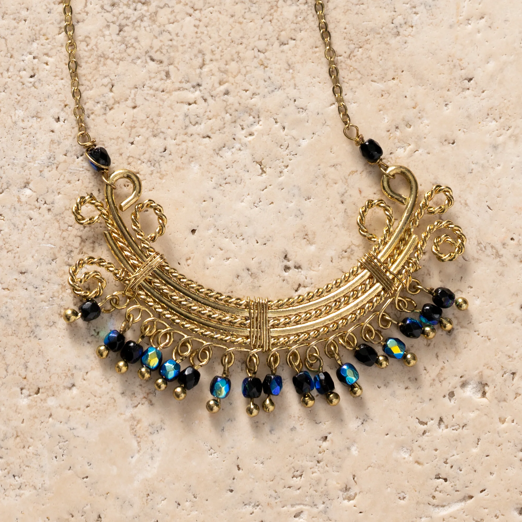 Kalpana Glass Bead Swirl Necklace - Image 4