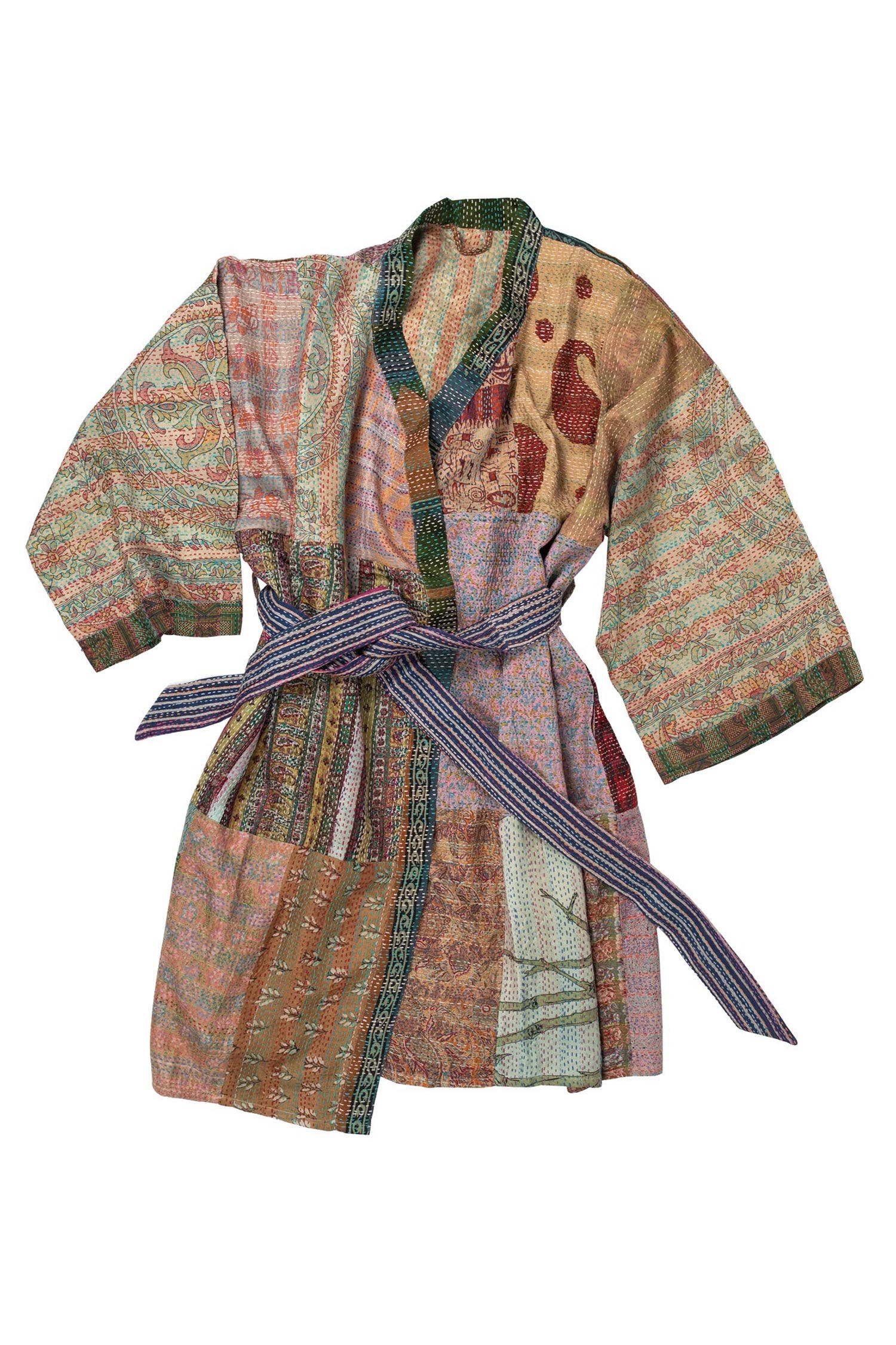 Kantha Stitch Sari Bathrobe - Image 6