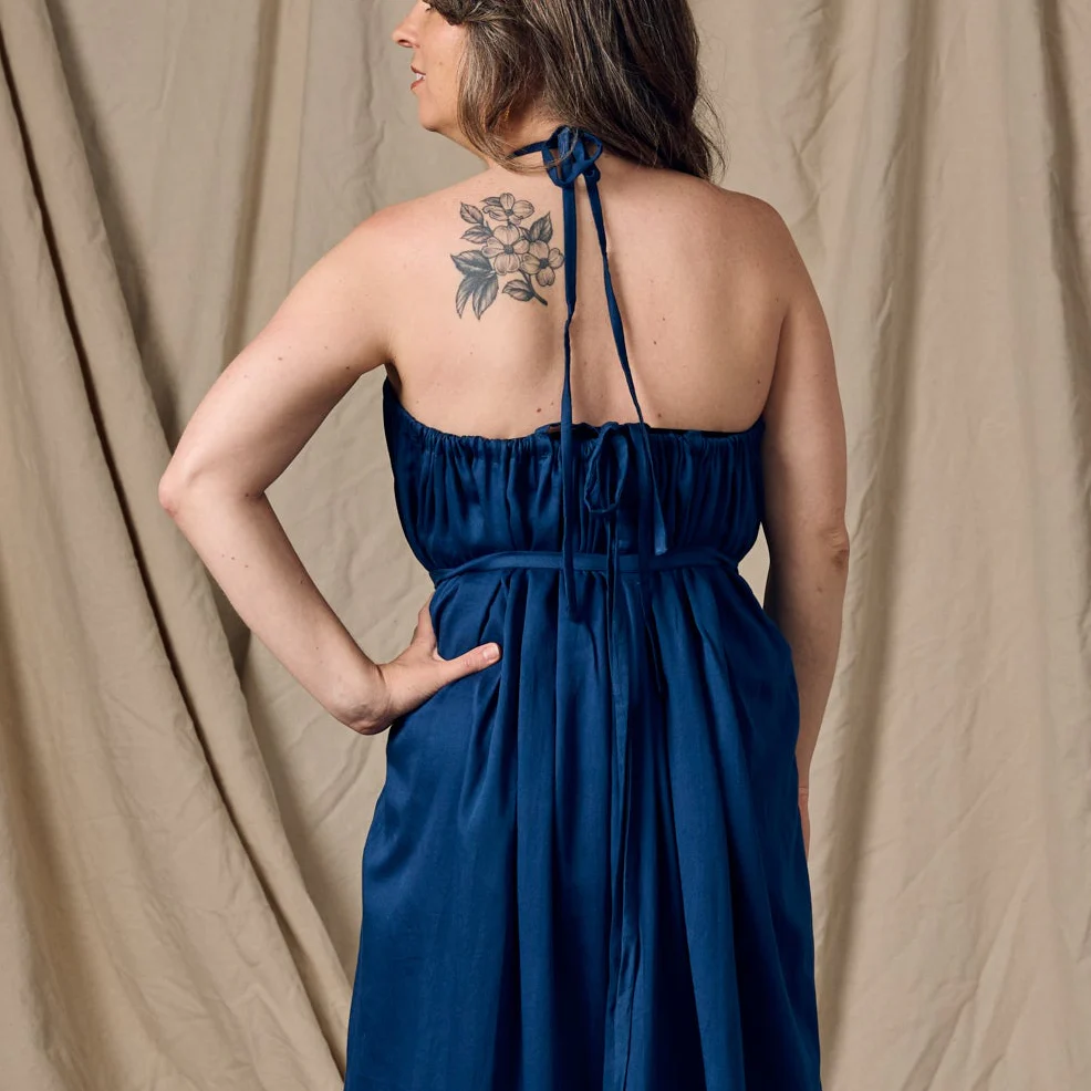 Kanya Blue Cotton Maxi Style Dress - Image 5