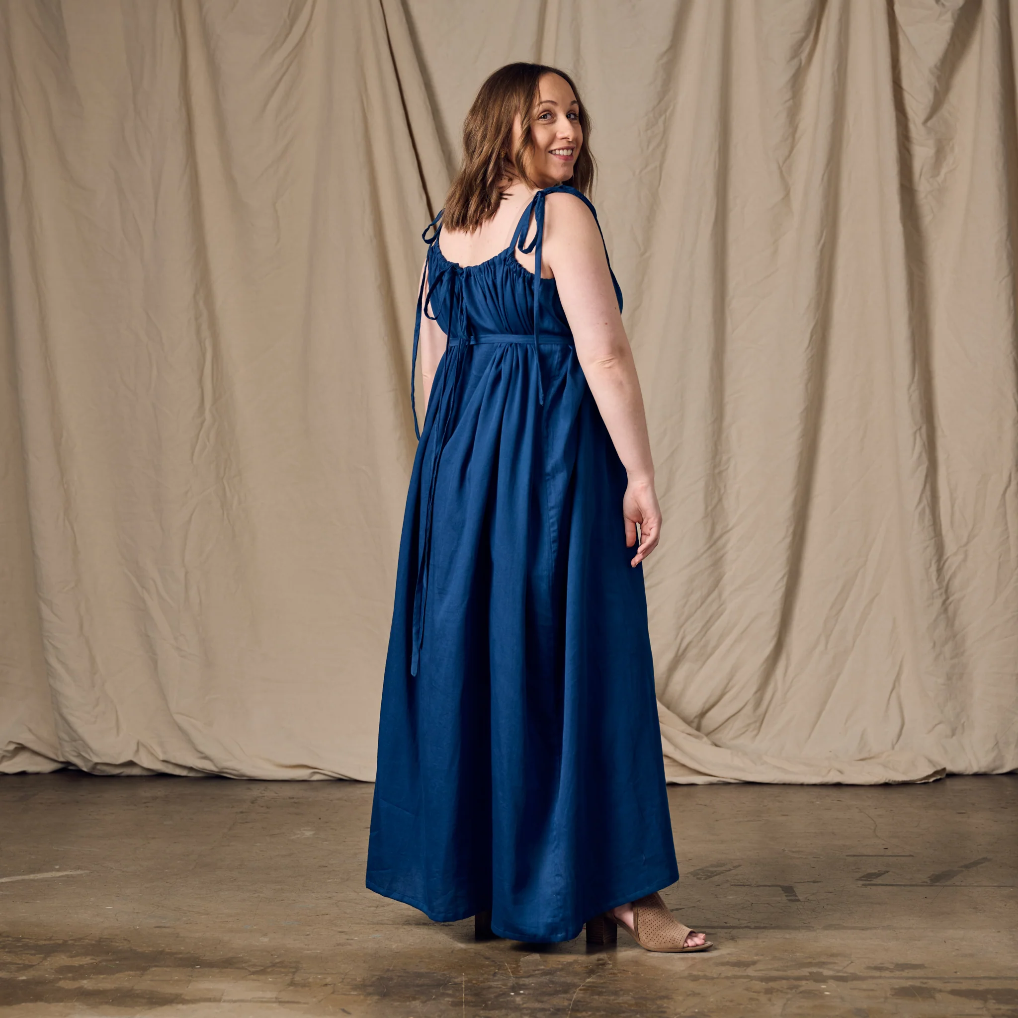 Kanya Blue Cotton Maxi Style Dress - Image 7