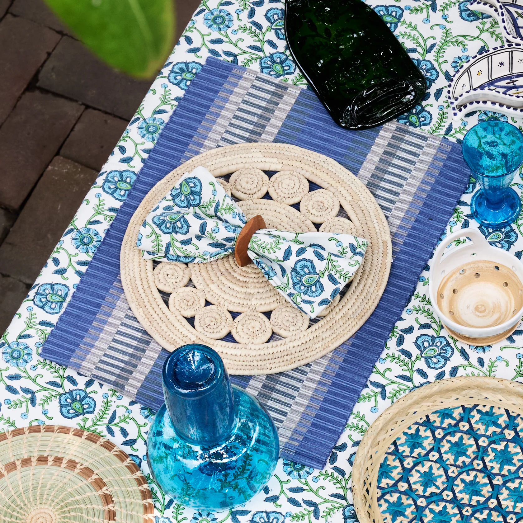 Khana Handloomed Cotton Placemat Set of 2 - Blue - Image 5