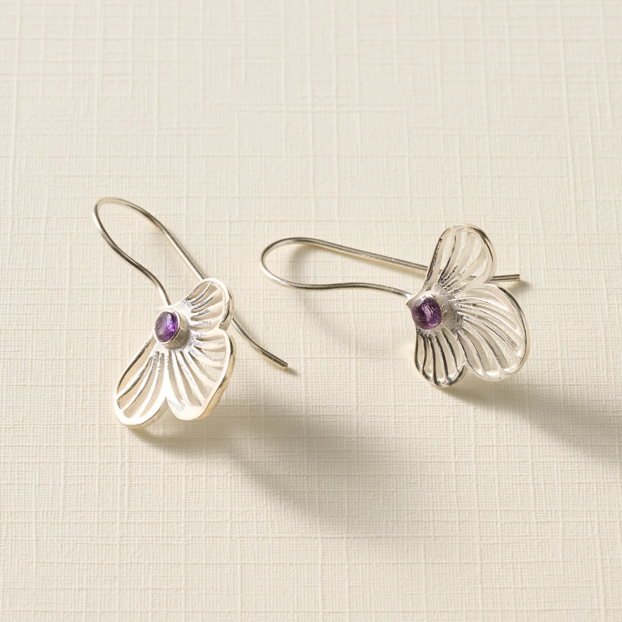 Khilana Amethyst Bloom Drop Earrings - Image 3