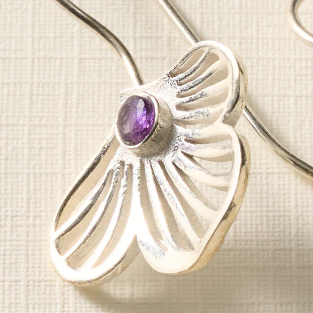 Khilana Amethyst Bloom Drop Earrings - Image 4