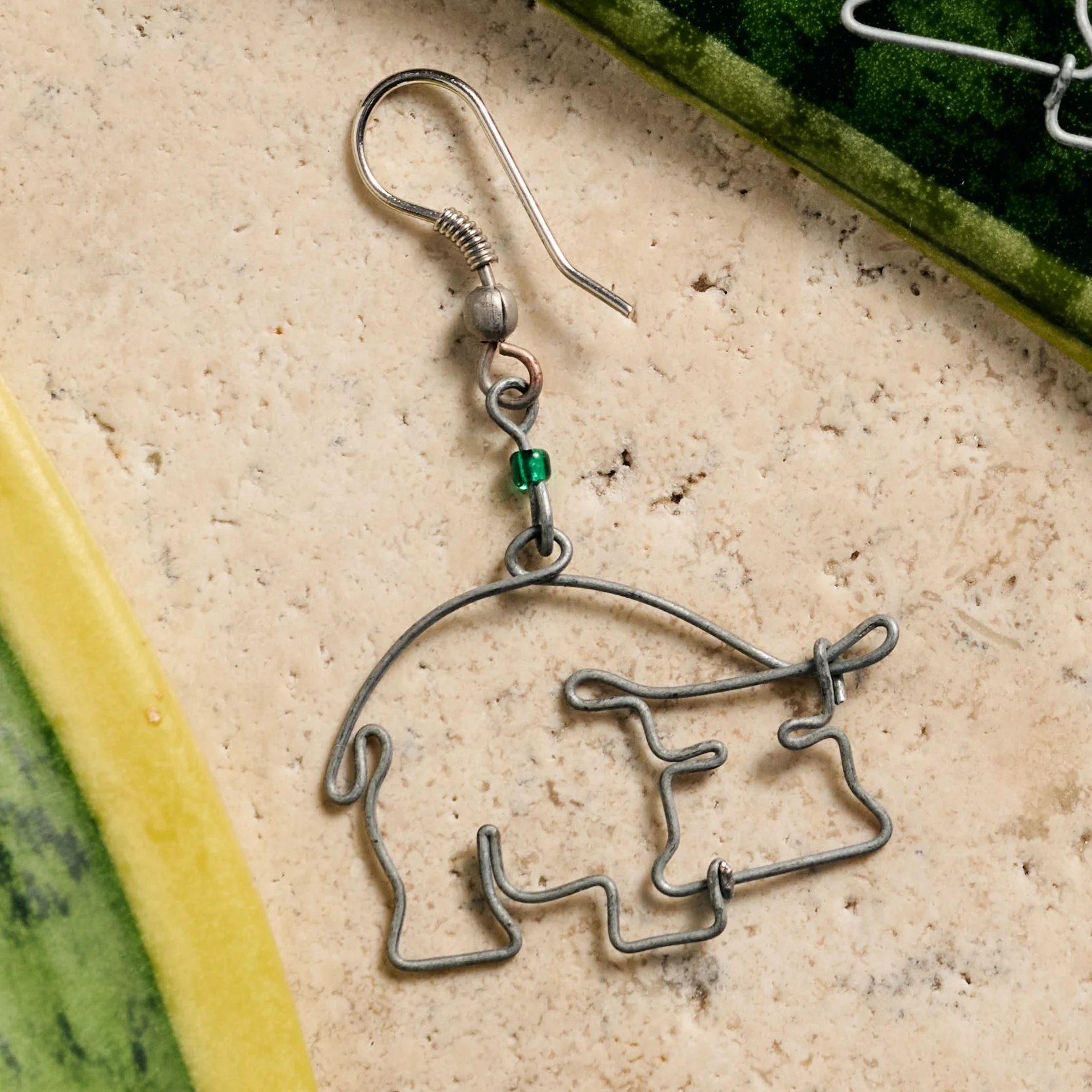 Kiboko Recycled Wire Hippo Dangle Earrings - Image 2