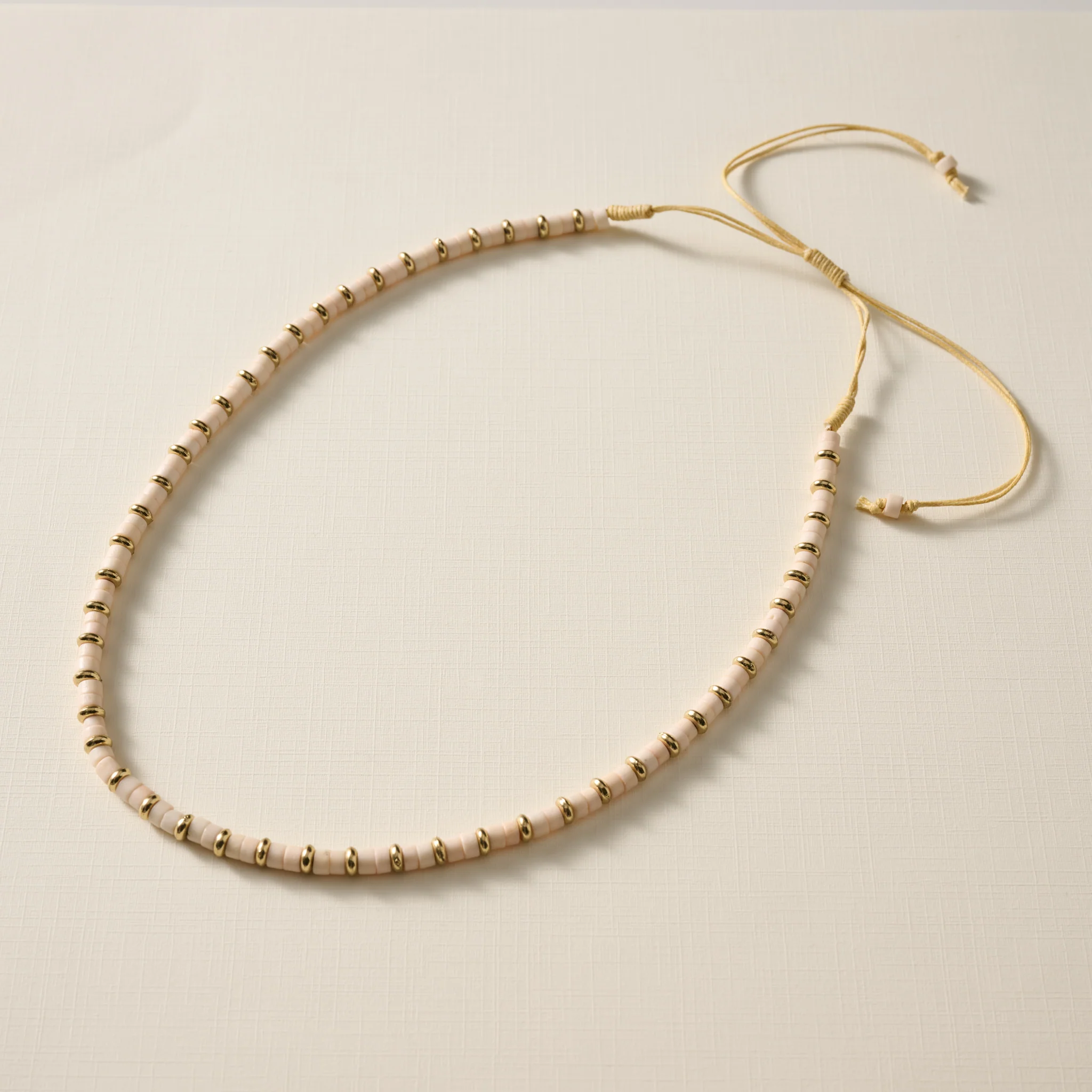 Kira Bead Necklace - Tan+Gold - Image 2