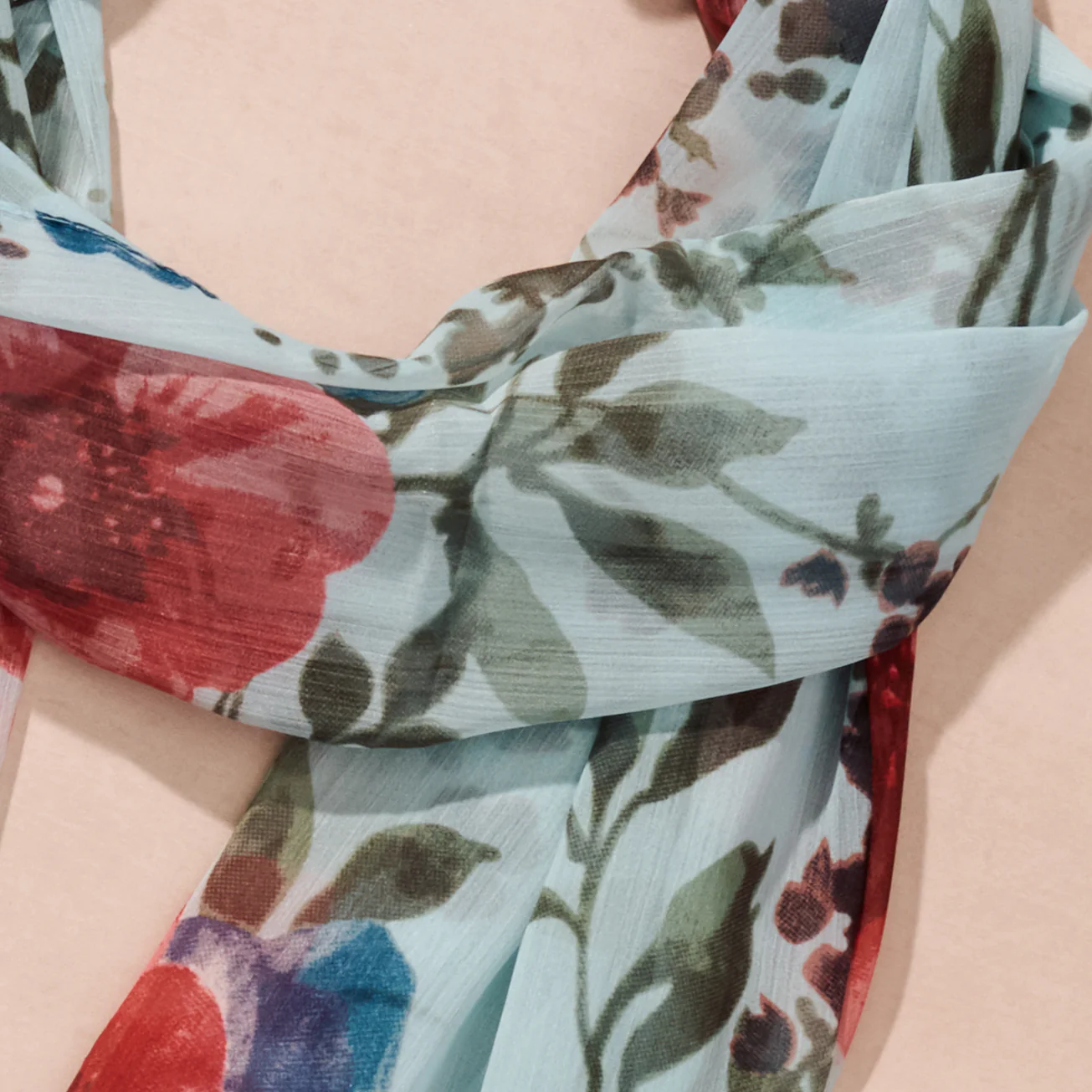 Komal Floral and Leaf Chiffon Scarf - Image 2