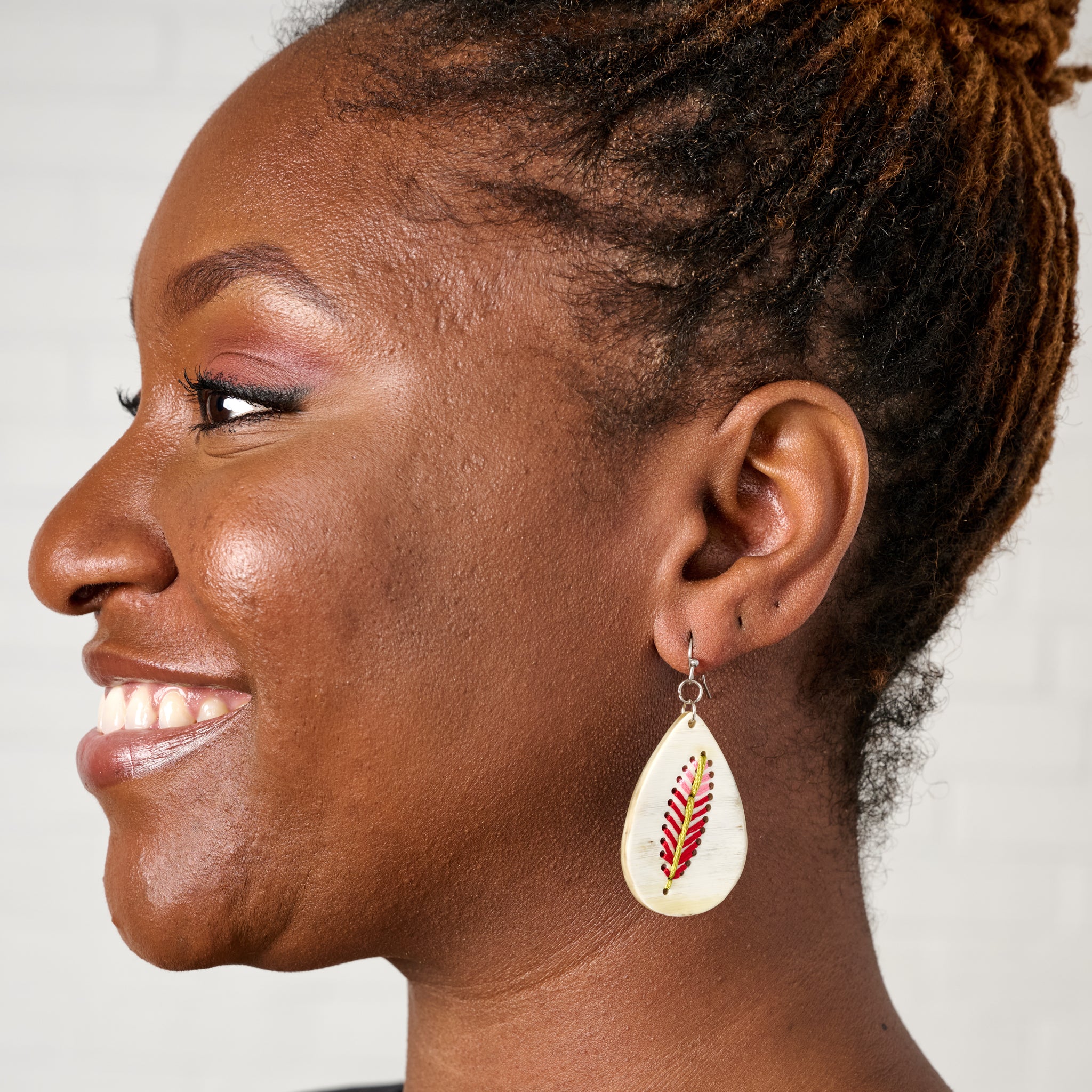 Lacay Stitched Drop Teardrop Earrings - Image 2