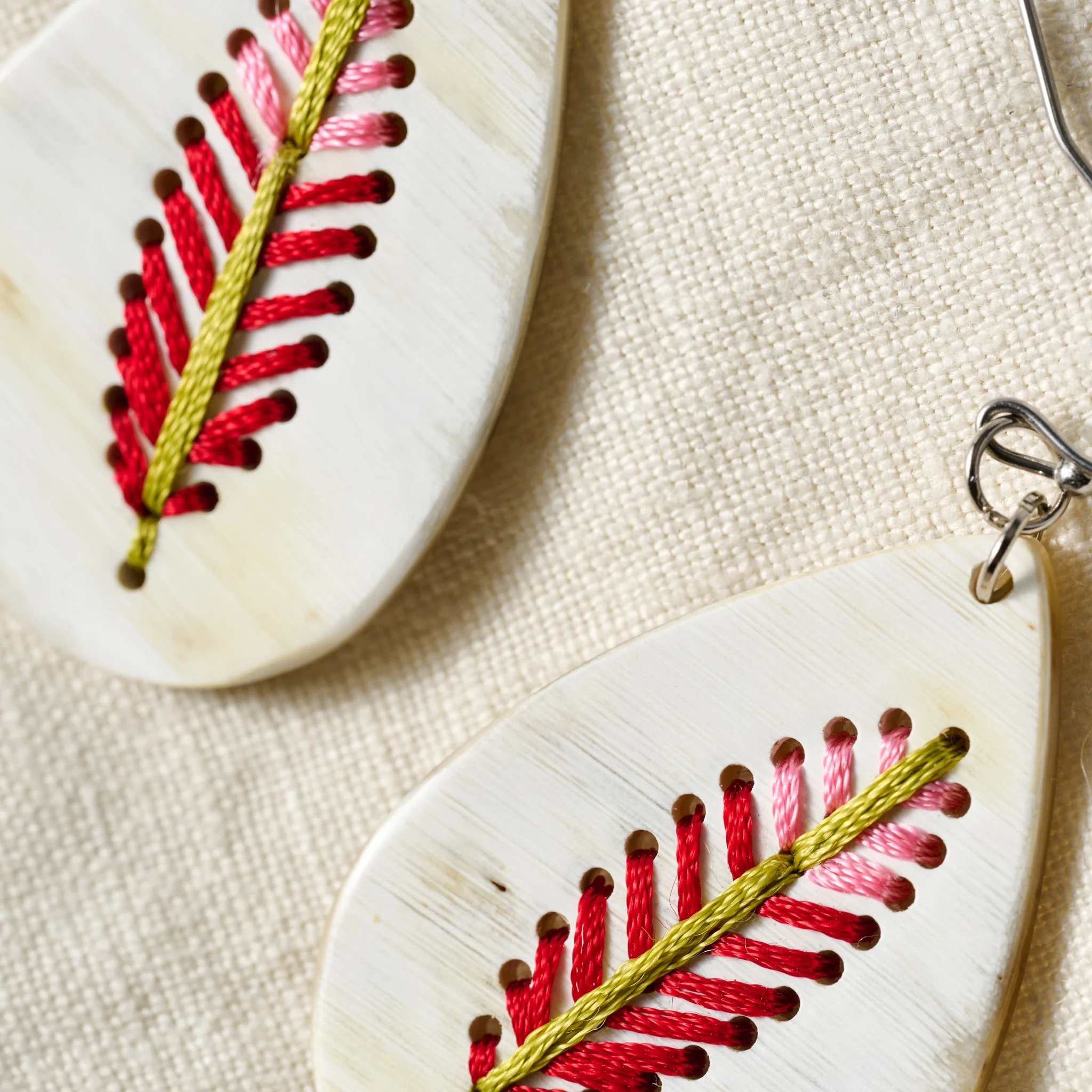 Lacay Stitched Drop Teardrop Earrings - Image 3