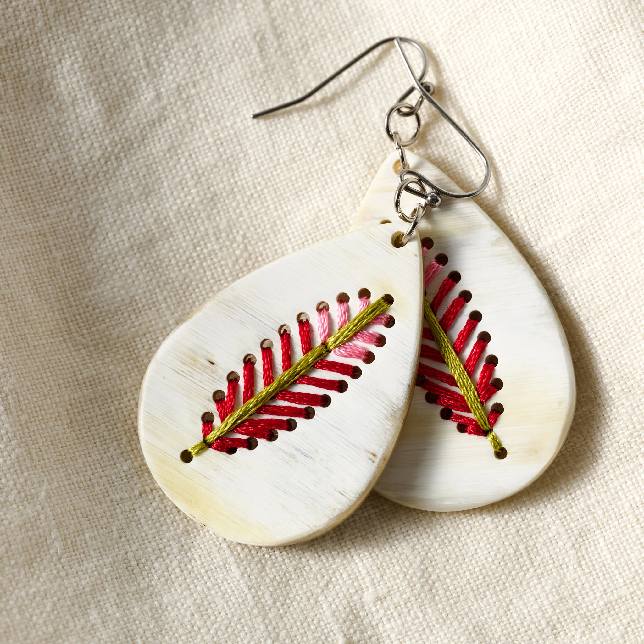 Lacay Stitched Drop Teardrop Earrings - Image 4