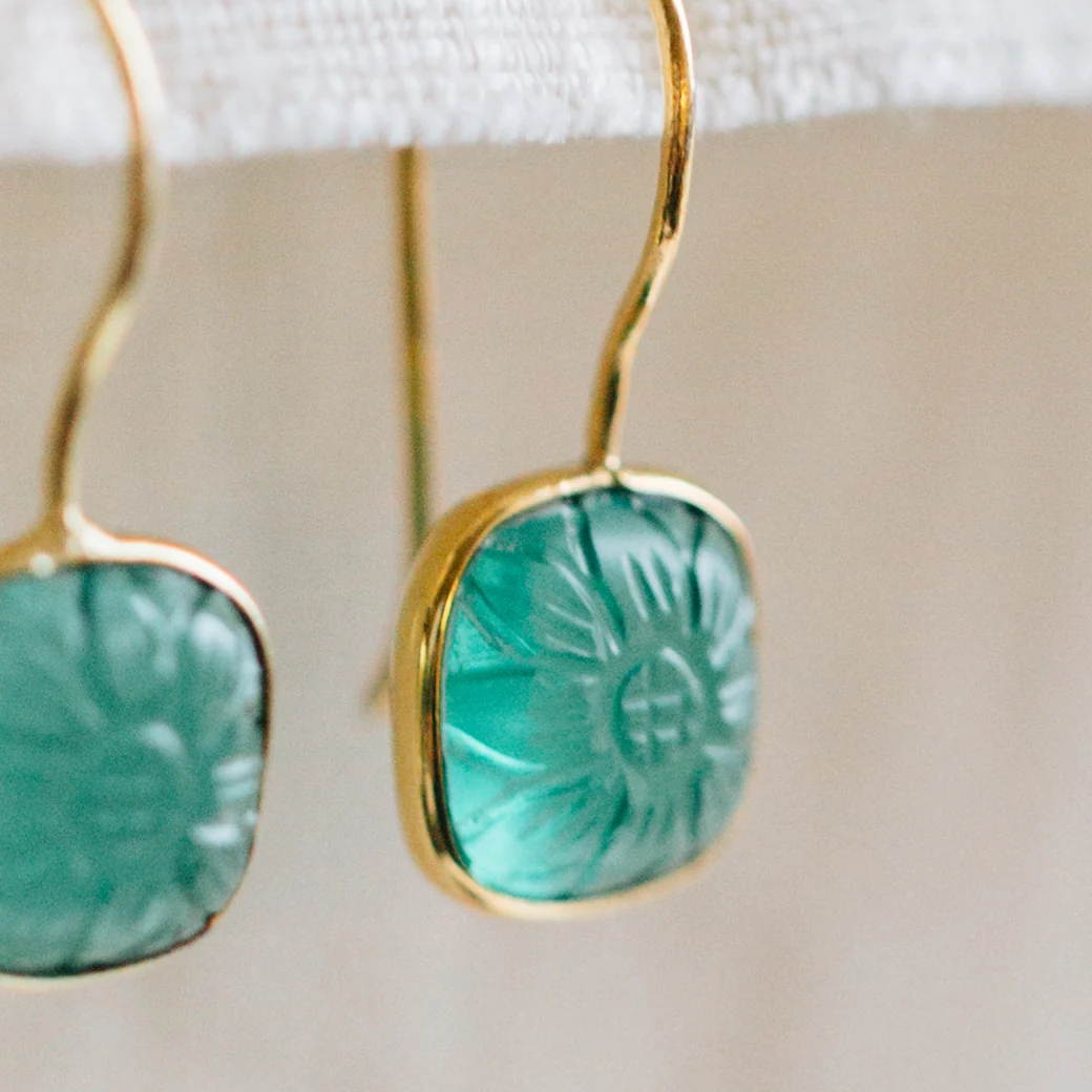 Lalita Blue Daisy Dangle Earrings - Image 2