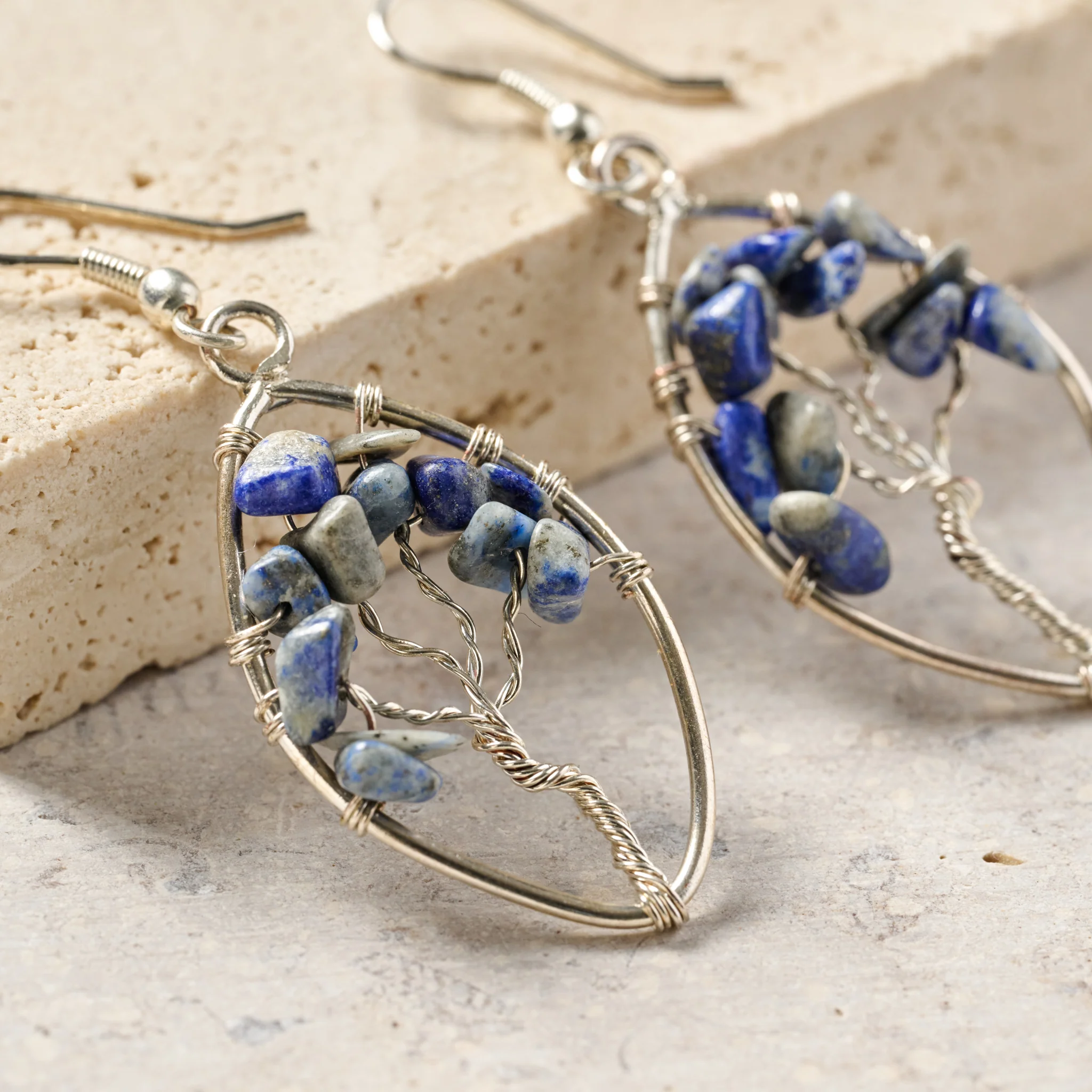 Lapis Tree Drop Earrings - Image 2