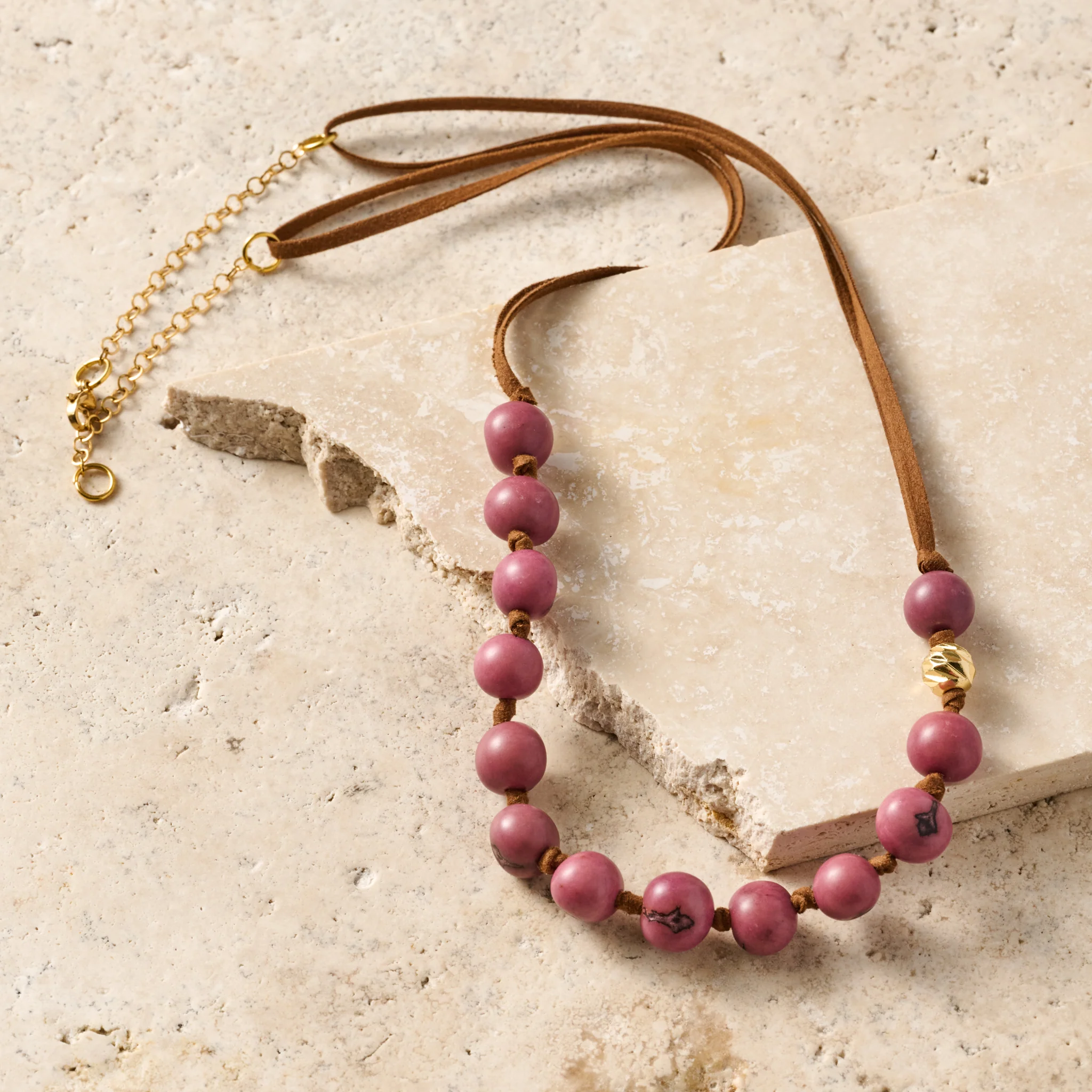 Lavender Seed & Suede Necklace - Image 4