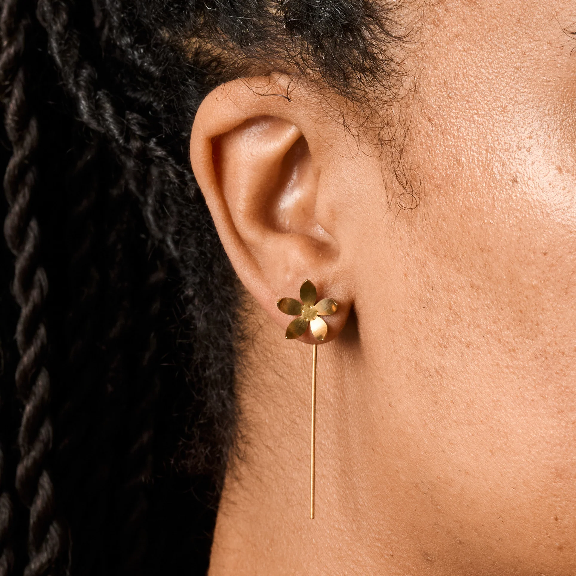 Malli Floral Threader Earrings - Image 2
