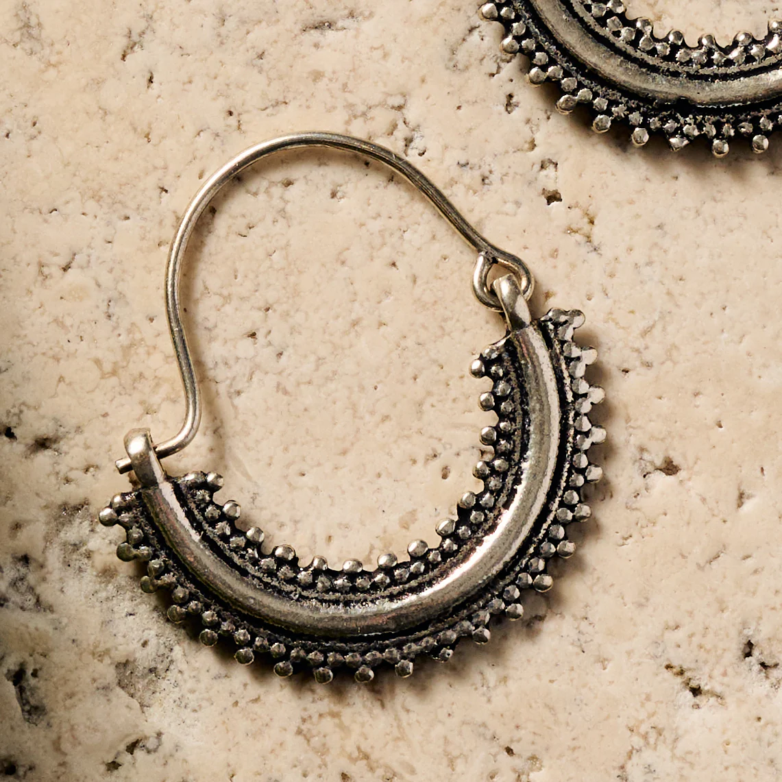 Manake Silvertone Arc Dangle Earrings - Image 2