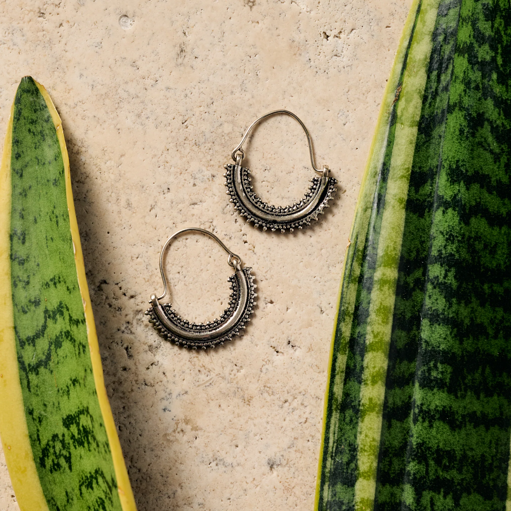 Manake Silvertone Arc Dangle Earrings - Image 3