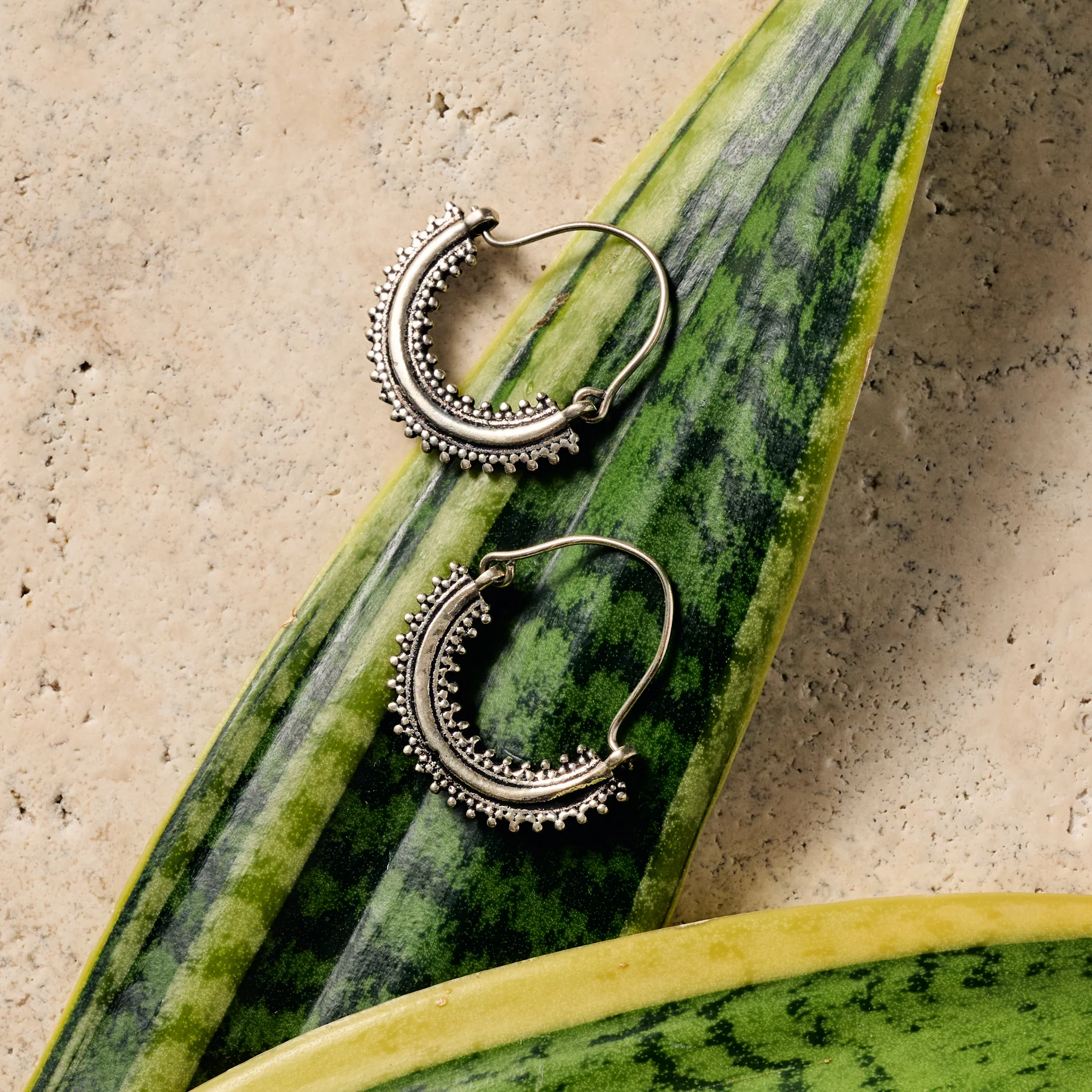 Manake Silvertone Arc Dangle Earrings - Image 4