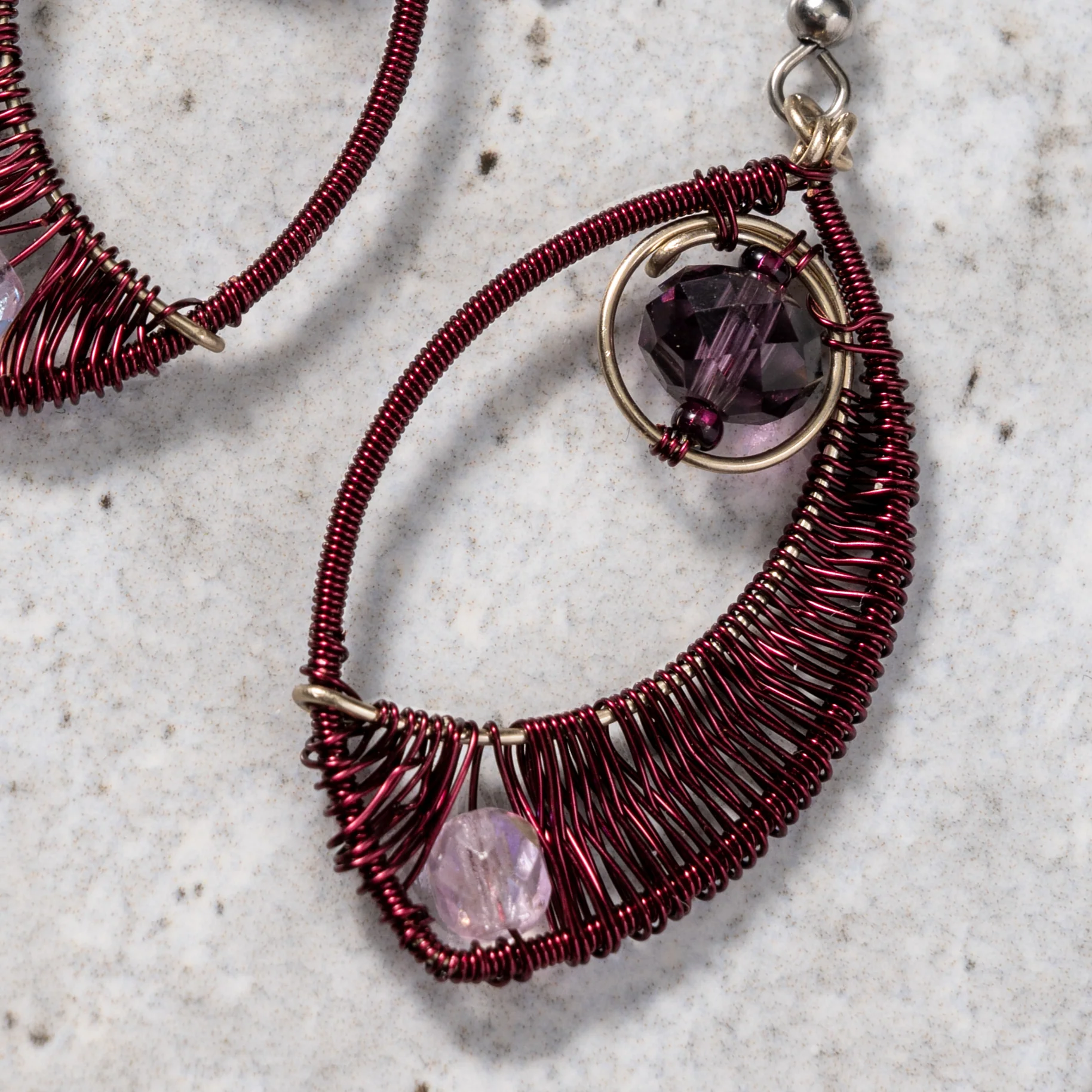 Ojo Purple Wire Wrapped Earrings - Image 4