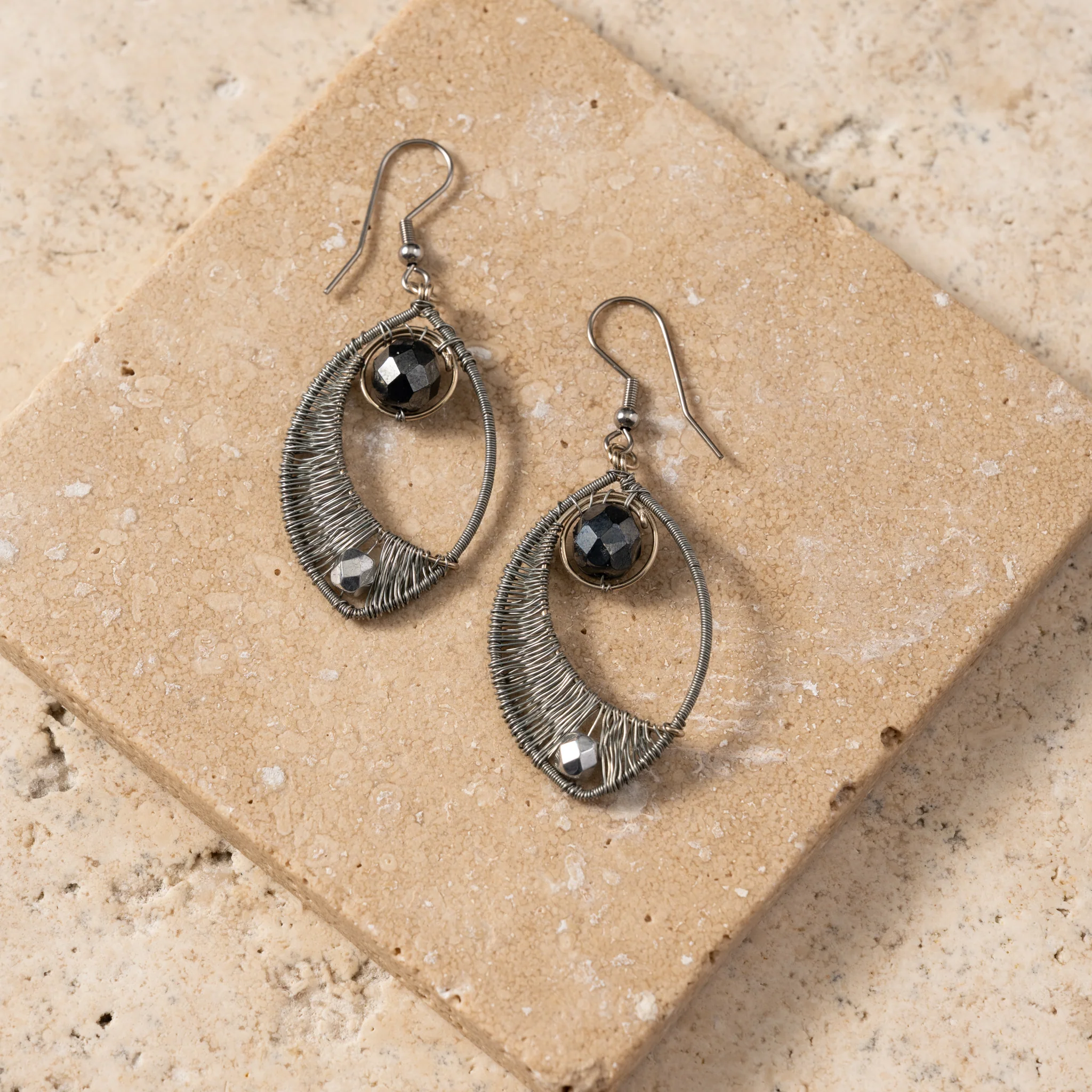 Ojo Silver Wire Wrapped Earrings - Image 3