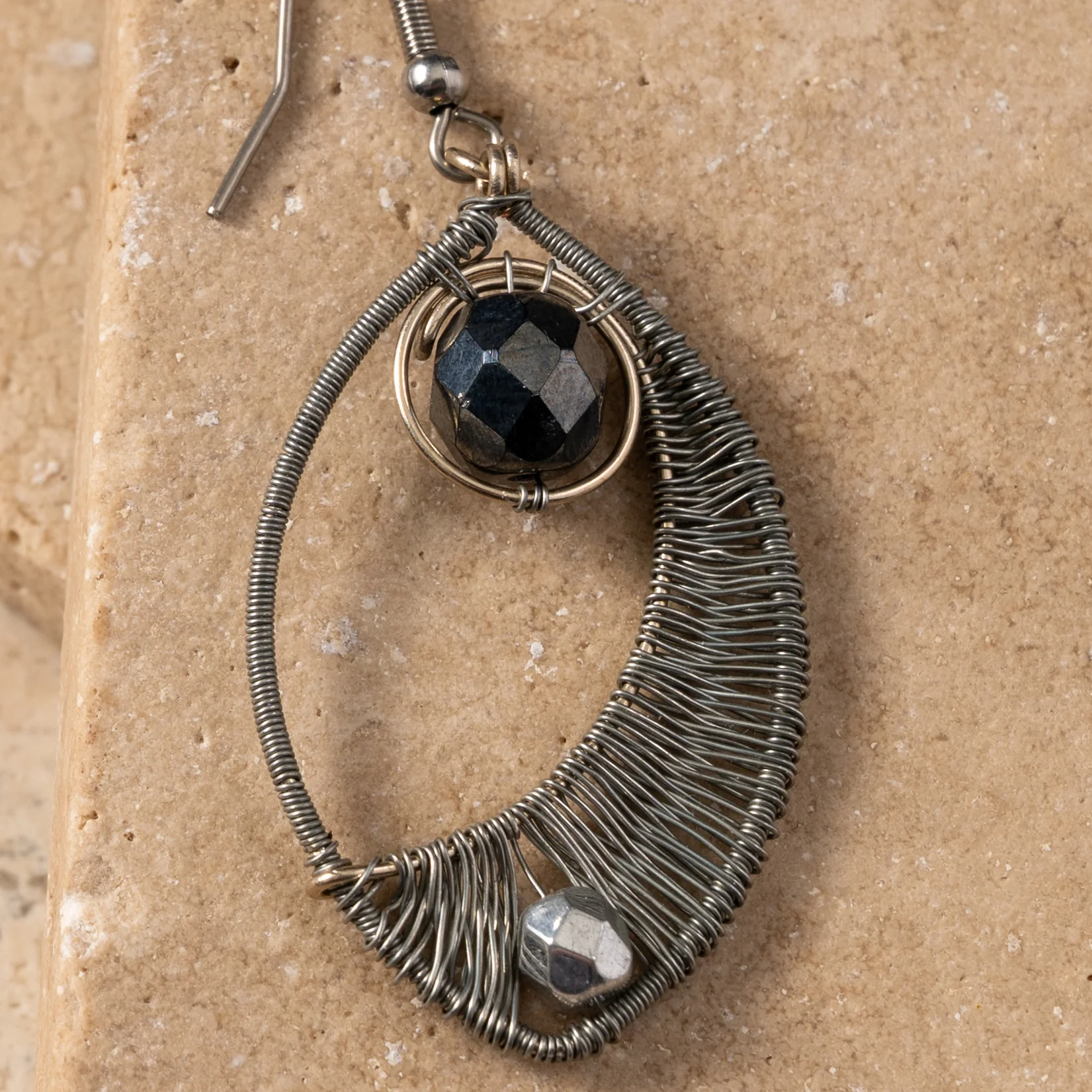 Ojo Silver Wire Wrapped Earrings - Image 4