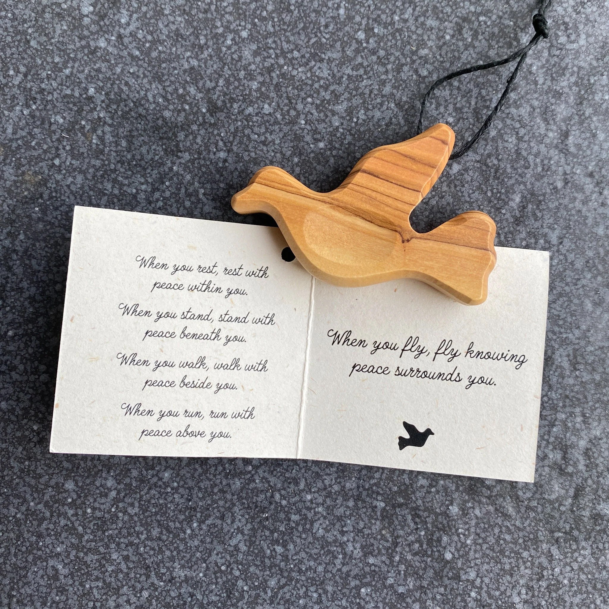 Olive Wood Pocket Peace Dove - Image 3