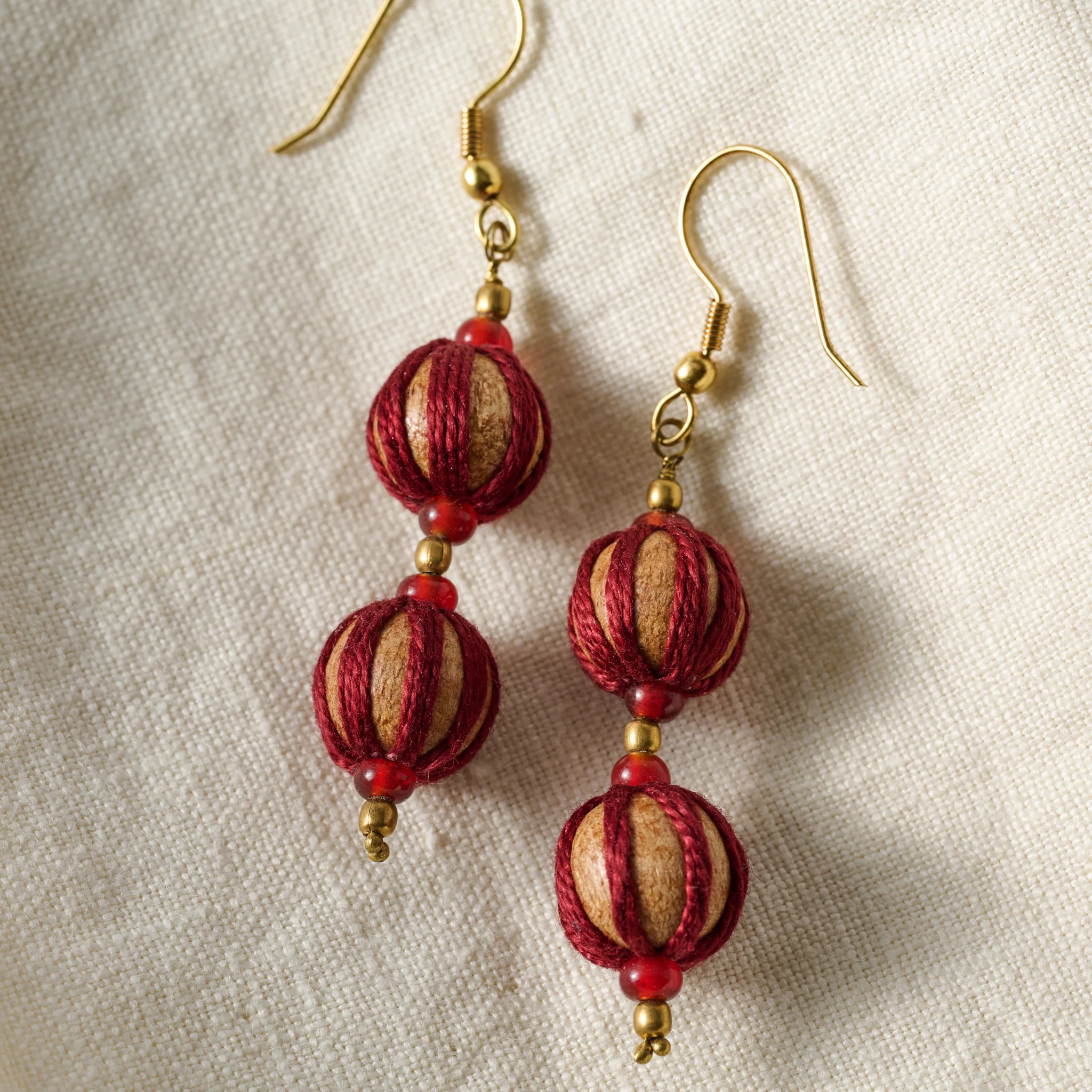Oris Wrapped Wood Drop Earrings - Image 4